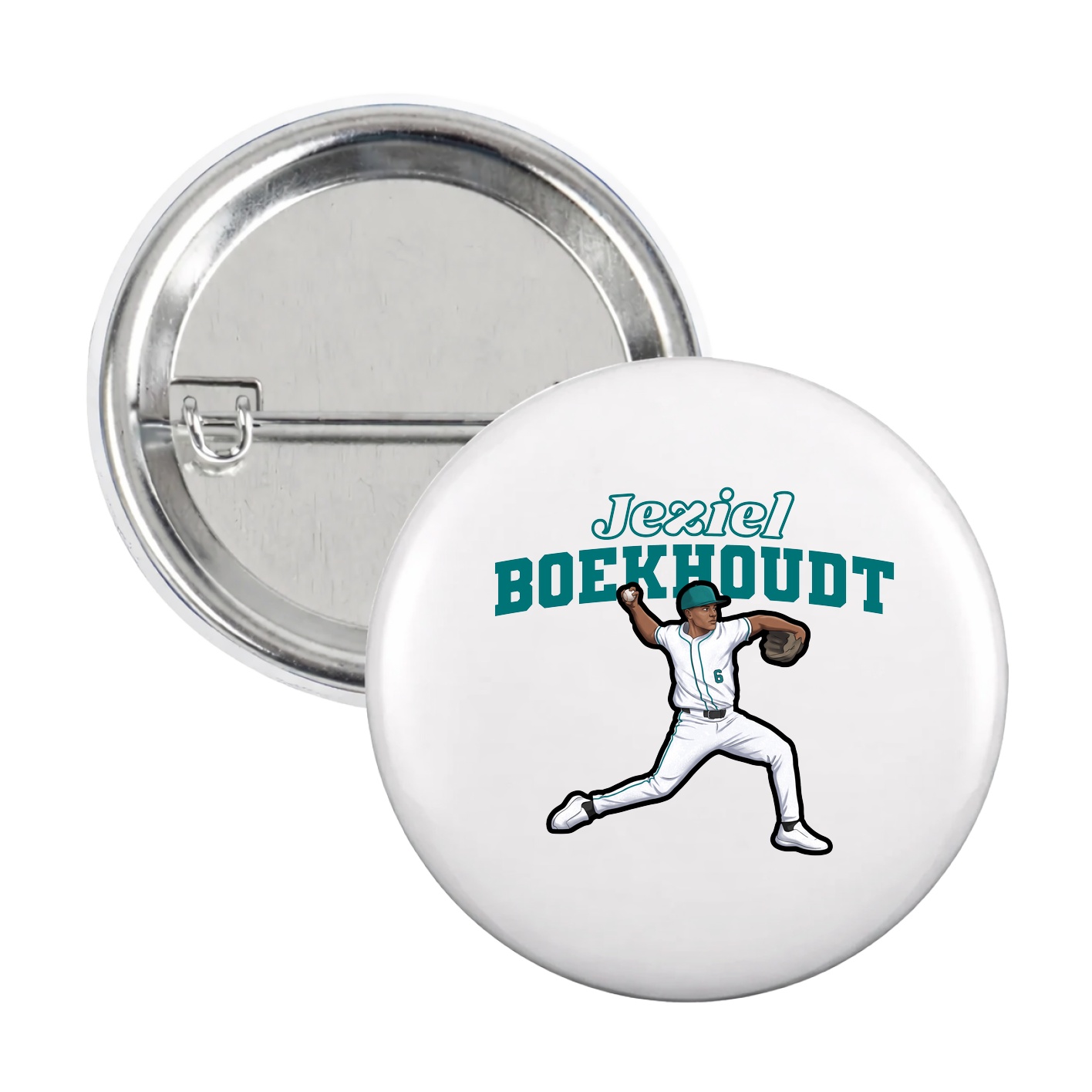 Game Day Button — Name Arch in White