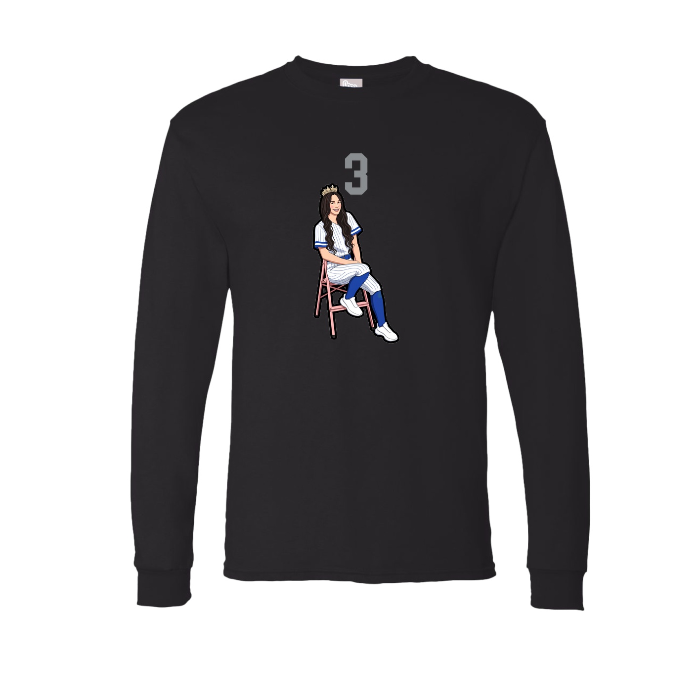 Long Sleeve Tee — Number Top in Black