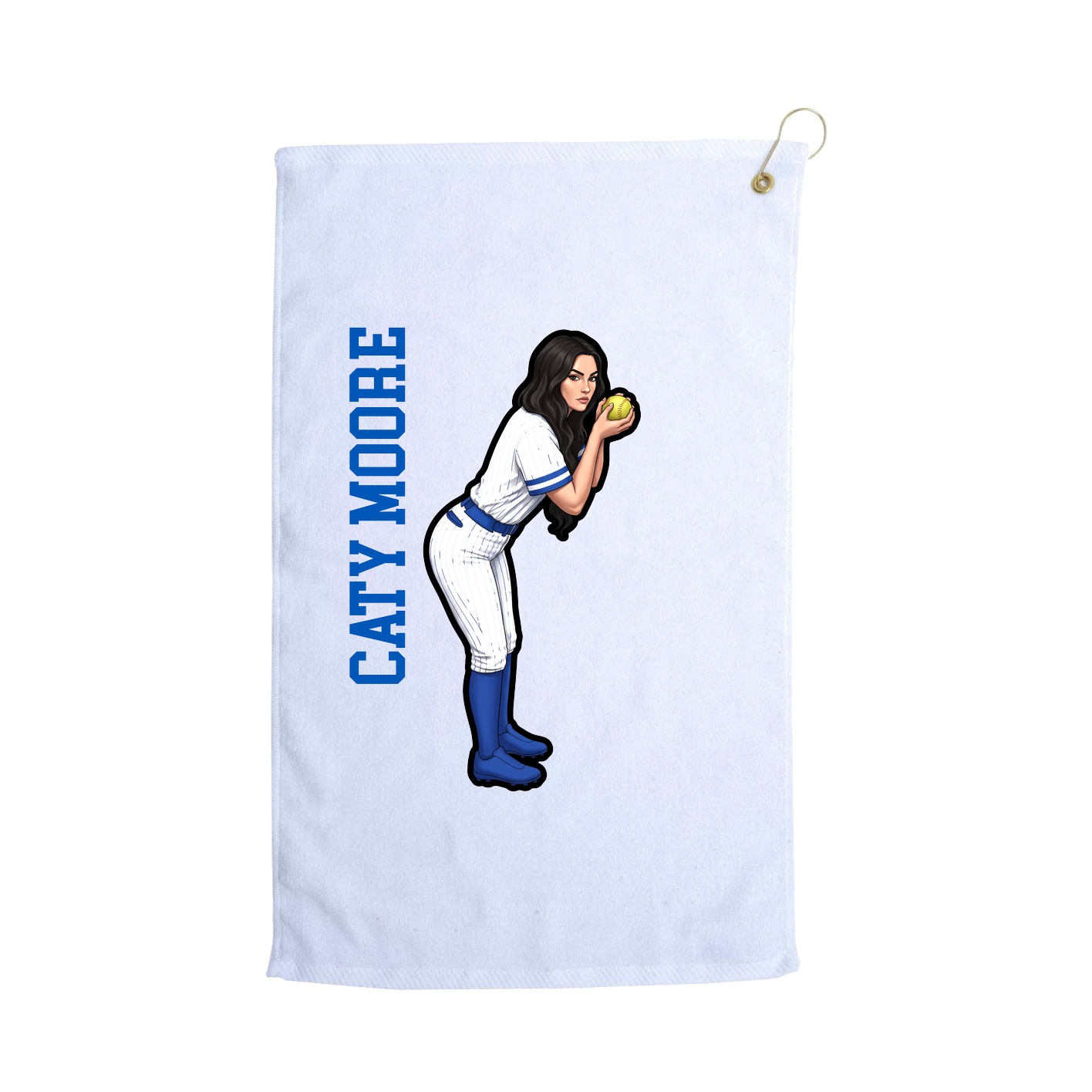 Golf Towel — Name Vertical in White