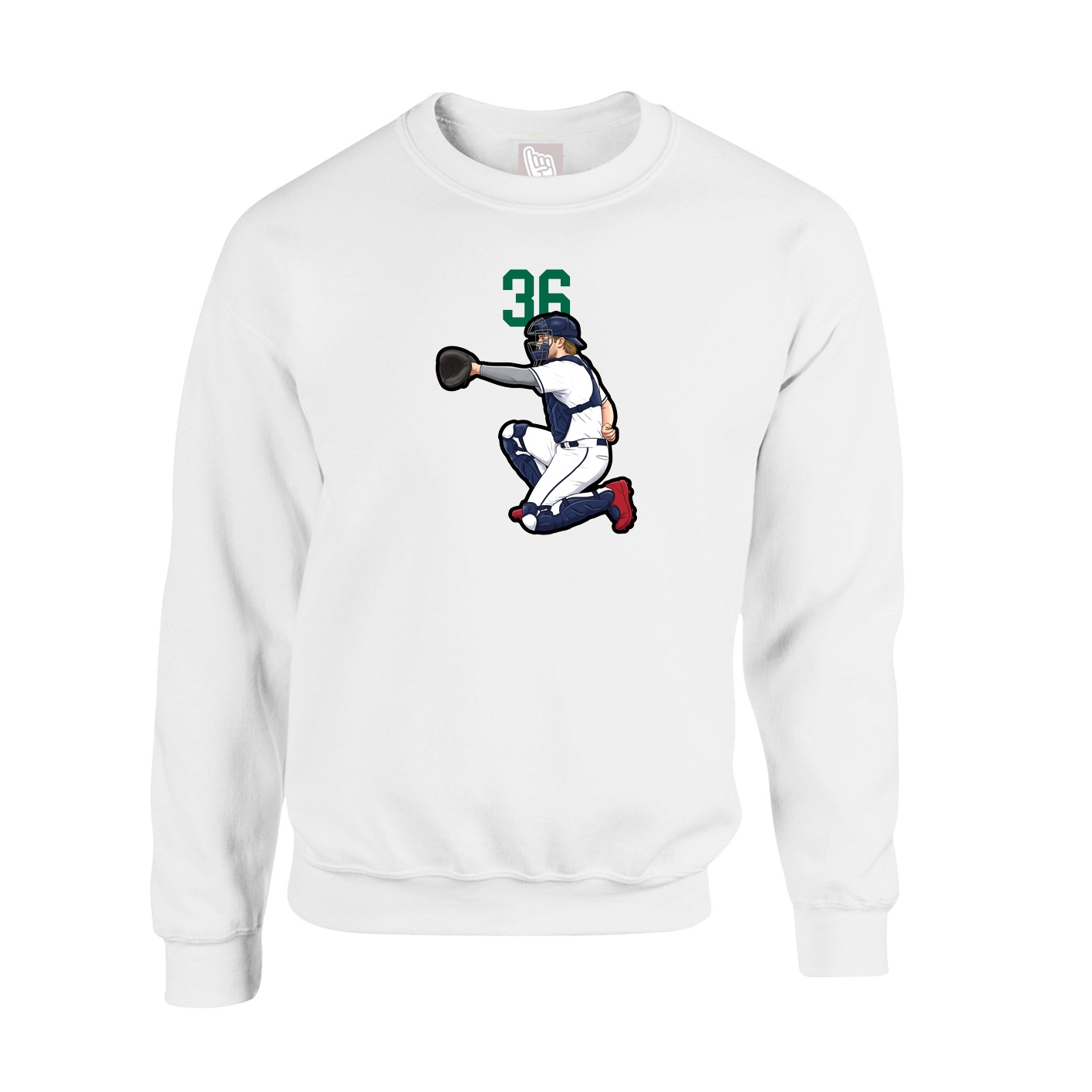 Fleece Crew — Number Top in White
