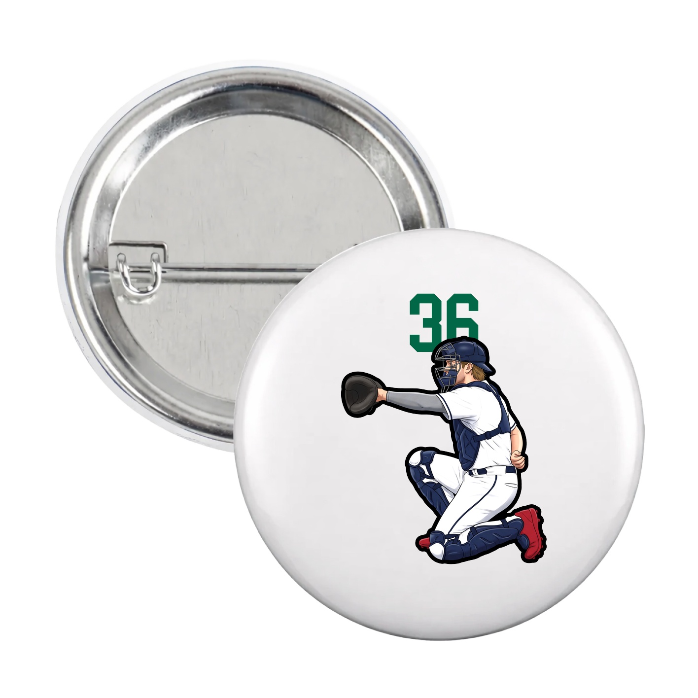 Game Day Button — Number Top in White