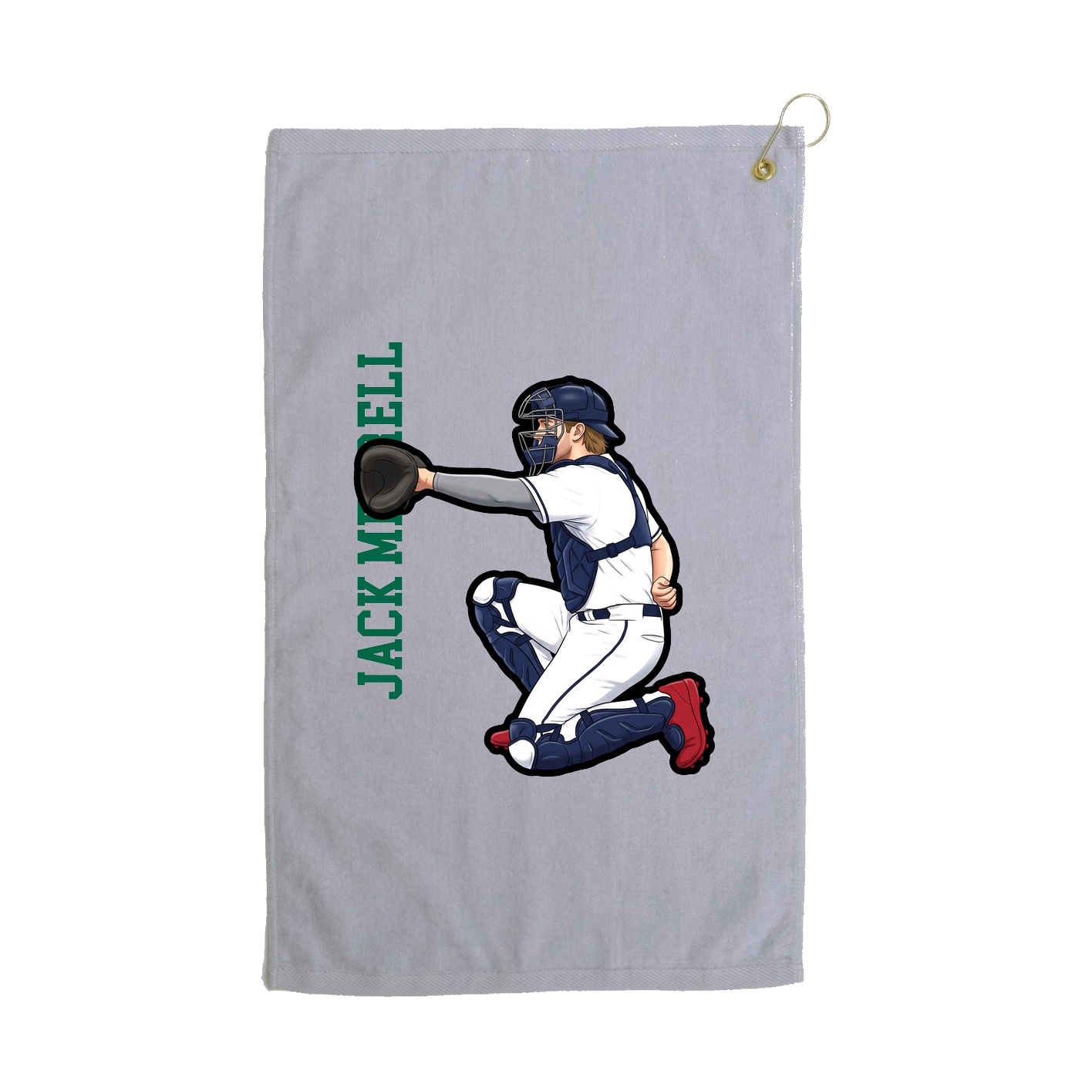 Golf Towel — Name Vertical in Grey