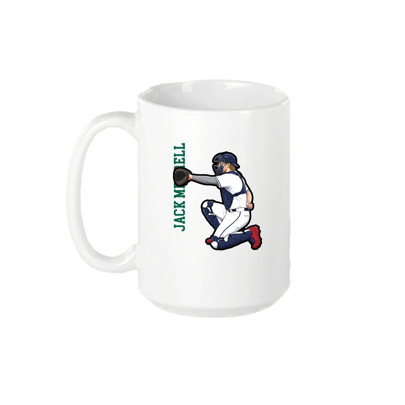 15oz Coffee Mug — Name Vertical in White