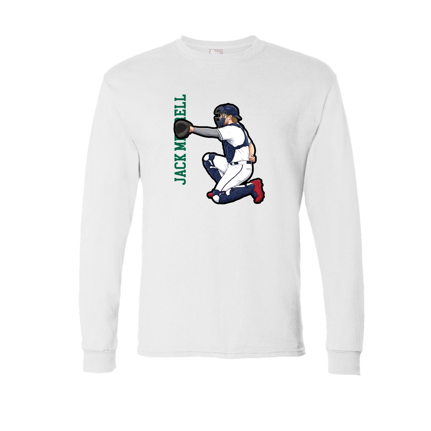 Long Sleeve Tee — Name Vertical in White