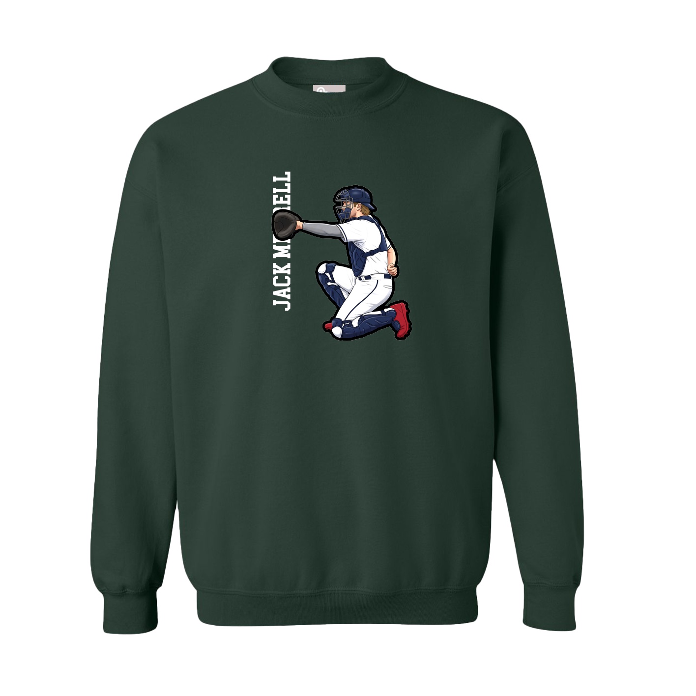 Fleece Crew — Name Vertical in Green