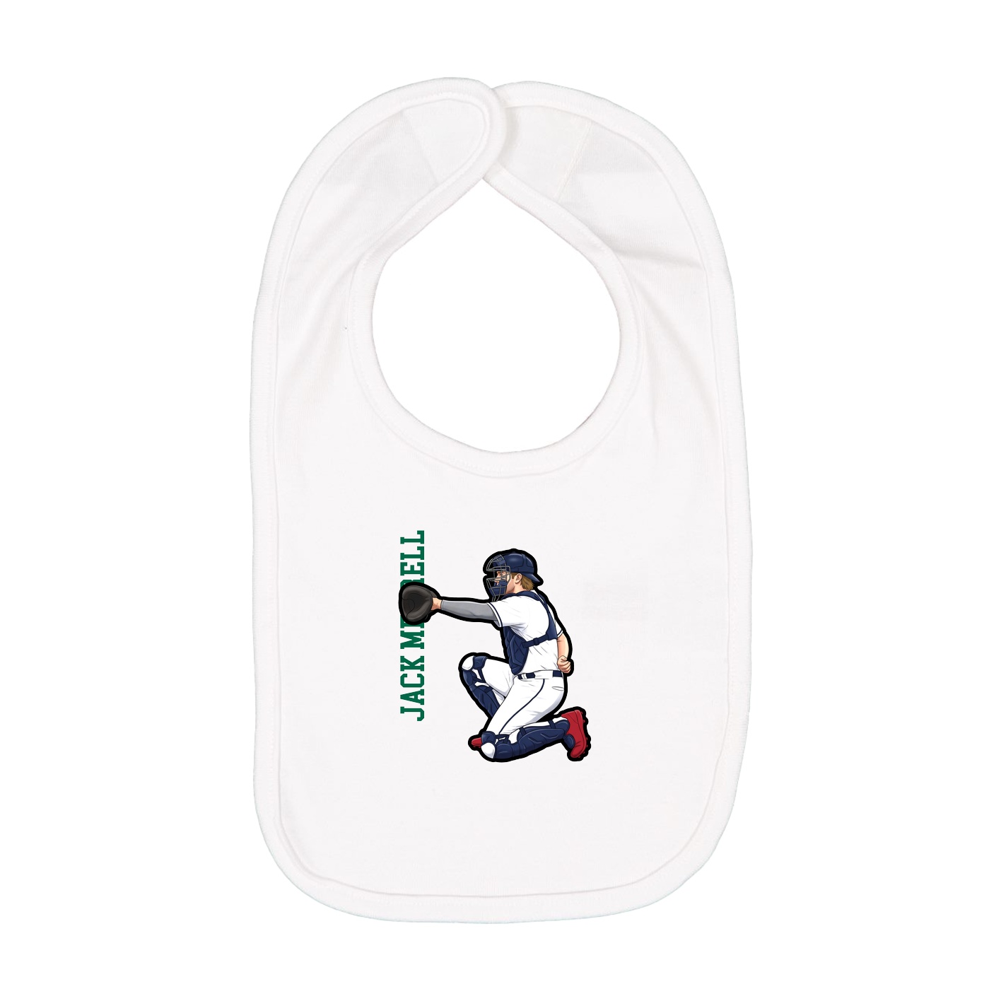 Infant Bib — Name Vertical in White