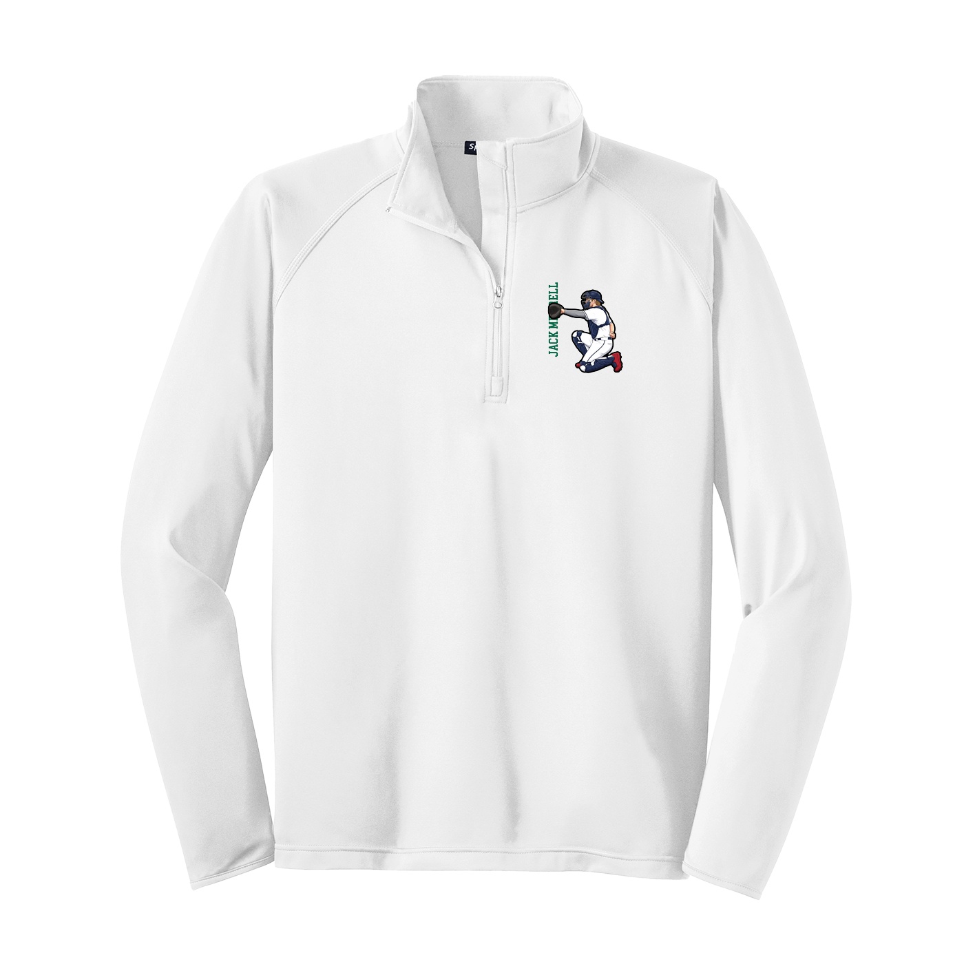 Q-Zip Pullover — Name Vertical in White