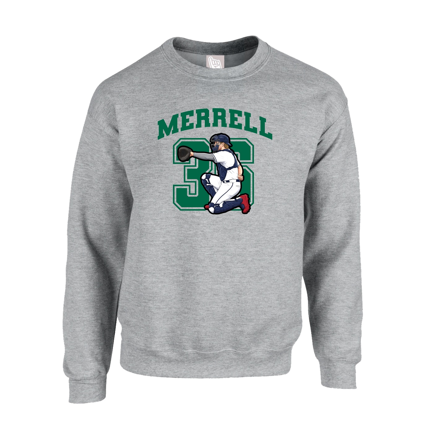 Fleece Crew — Number in Grey