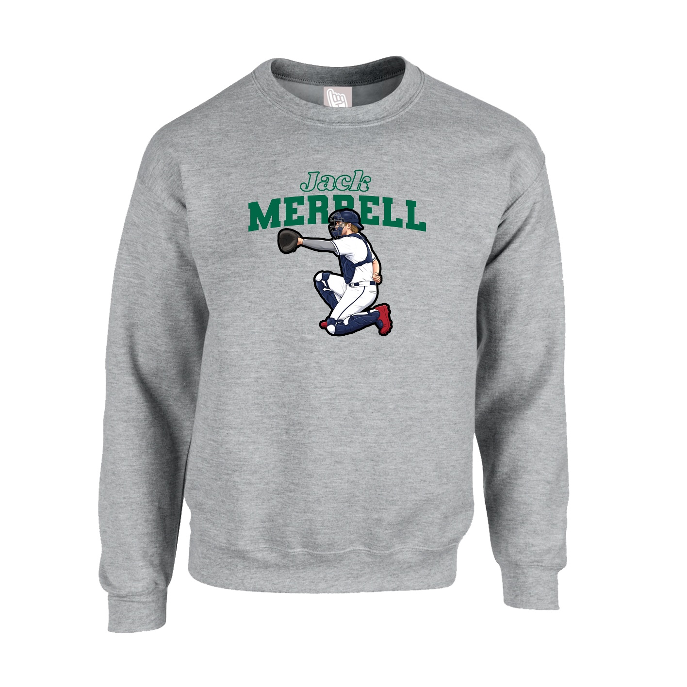 Fleece Crew — Name Arch in Grey