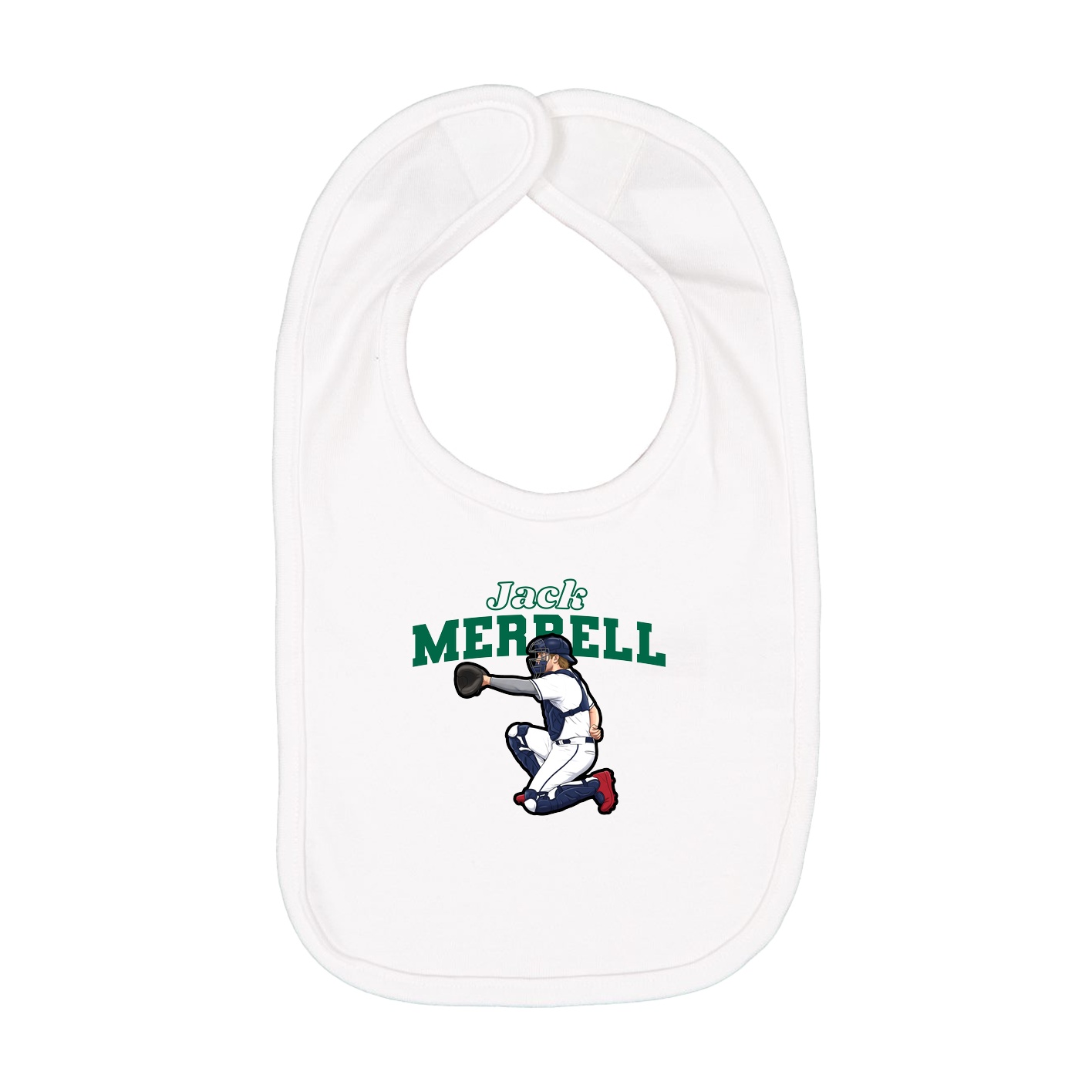 Infant Bib — Name Arch in White