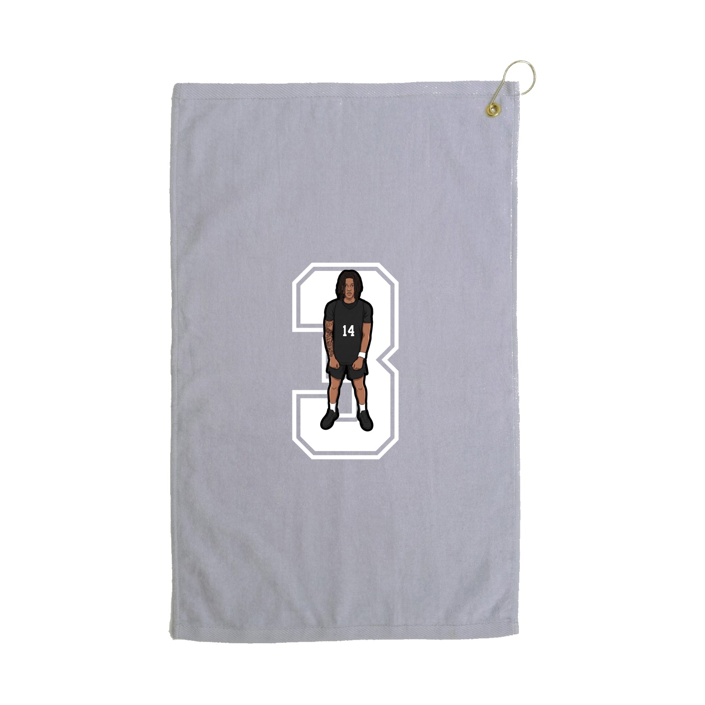 Golf Towel — Number in Grey