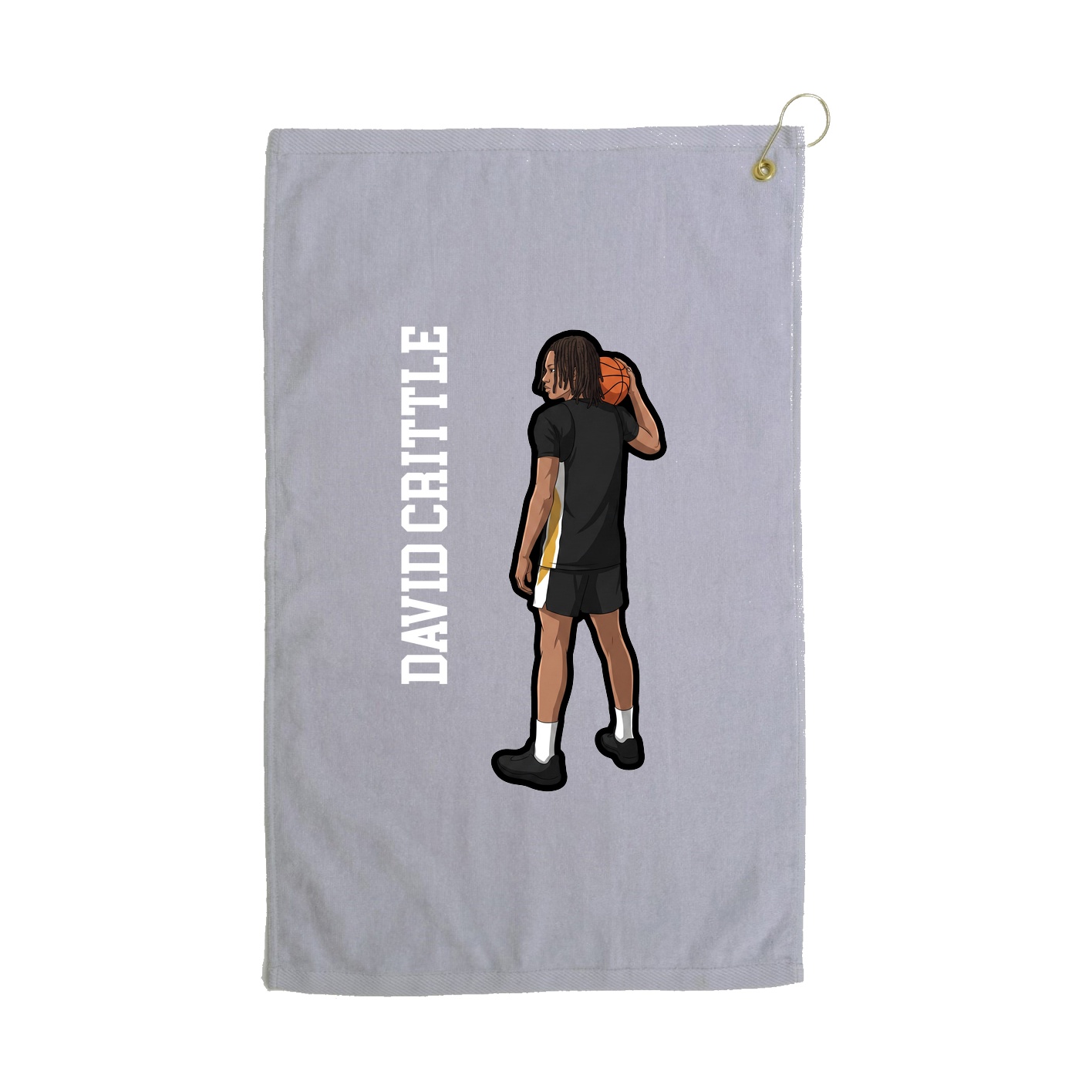 Golf Towel — Name Vertical in Grey