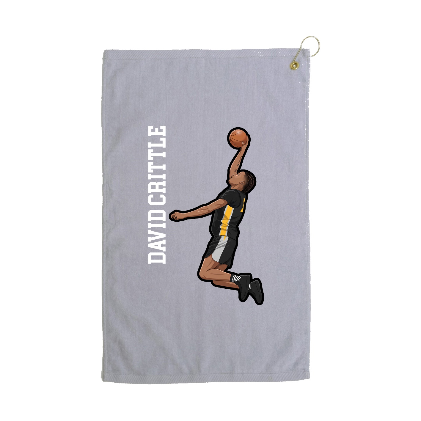 Golf Towel — Name Vertical in Grey