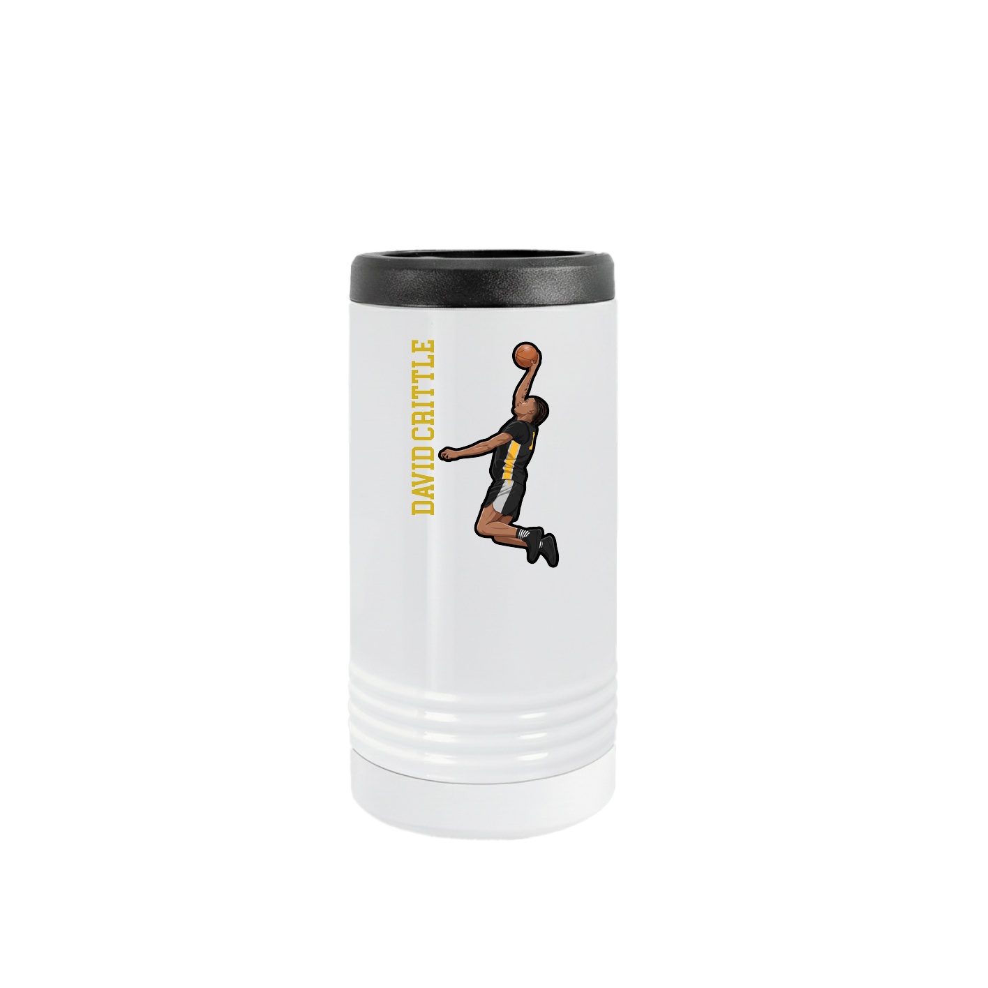 Slim Beverage Holder — Name Vertical in White