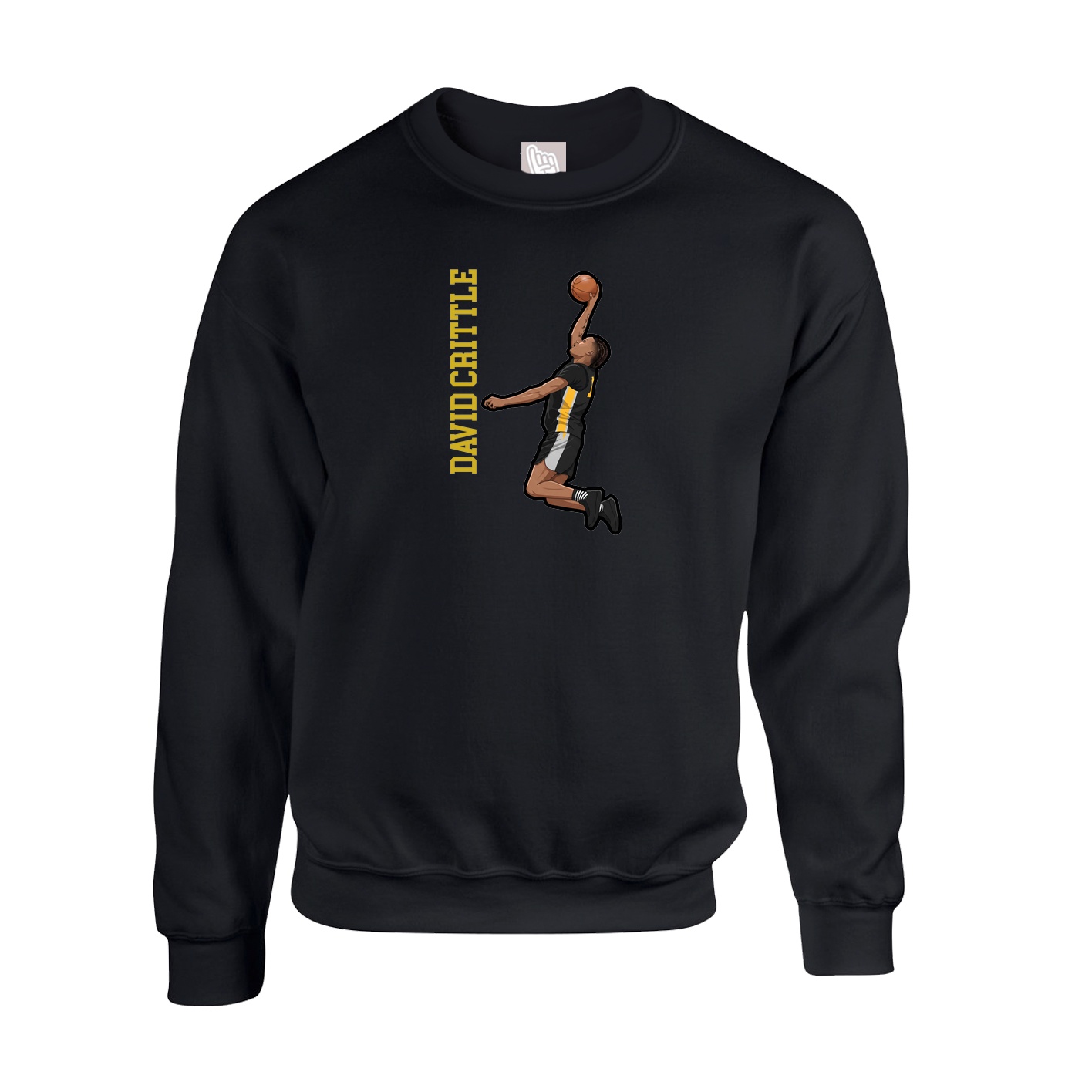 Fleece Crew — Name Vertical in Black