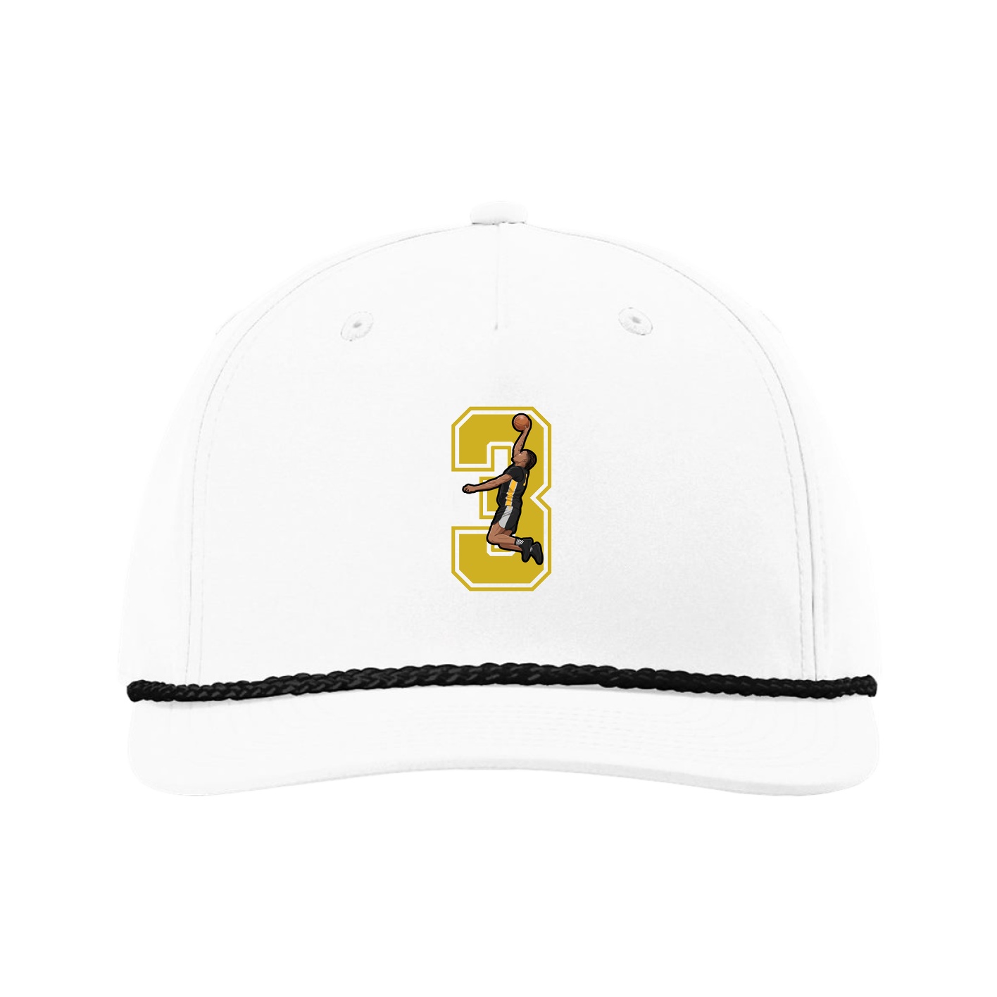 Five-Panel Classic Rope Cap — Number in White