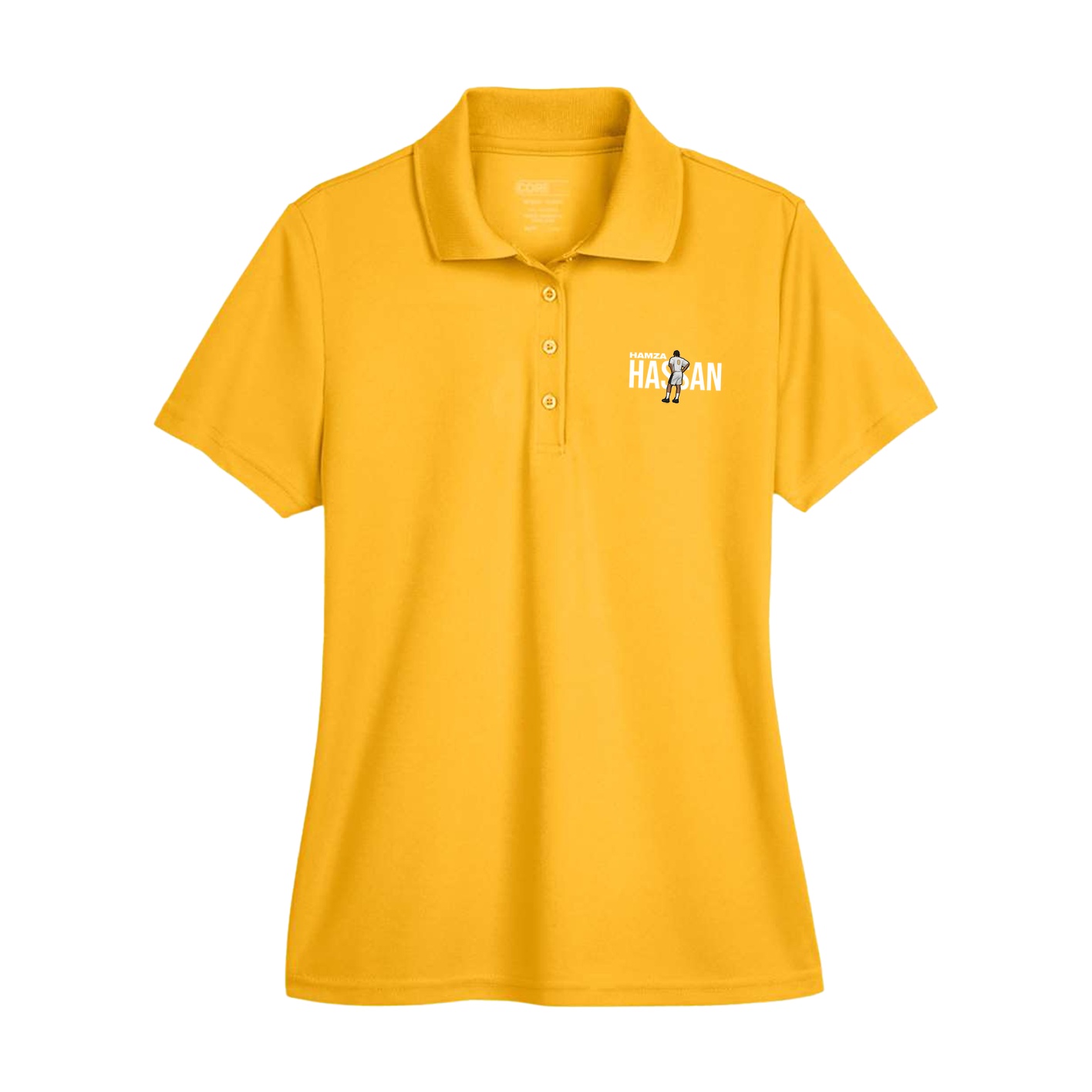 Womens Performance Polo — Player Name in Gold
