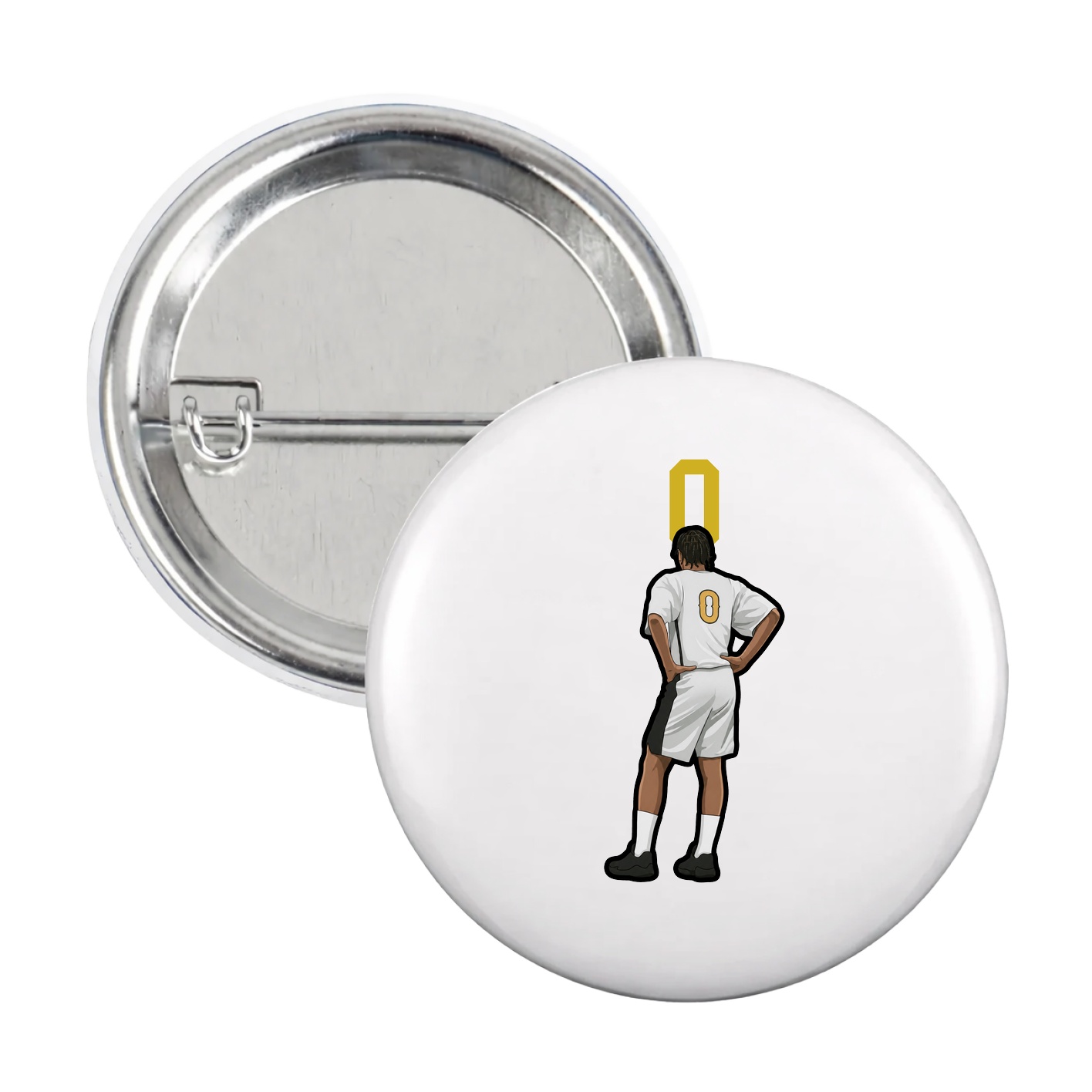 Game Day Button — Number Top in White