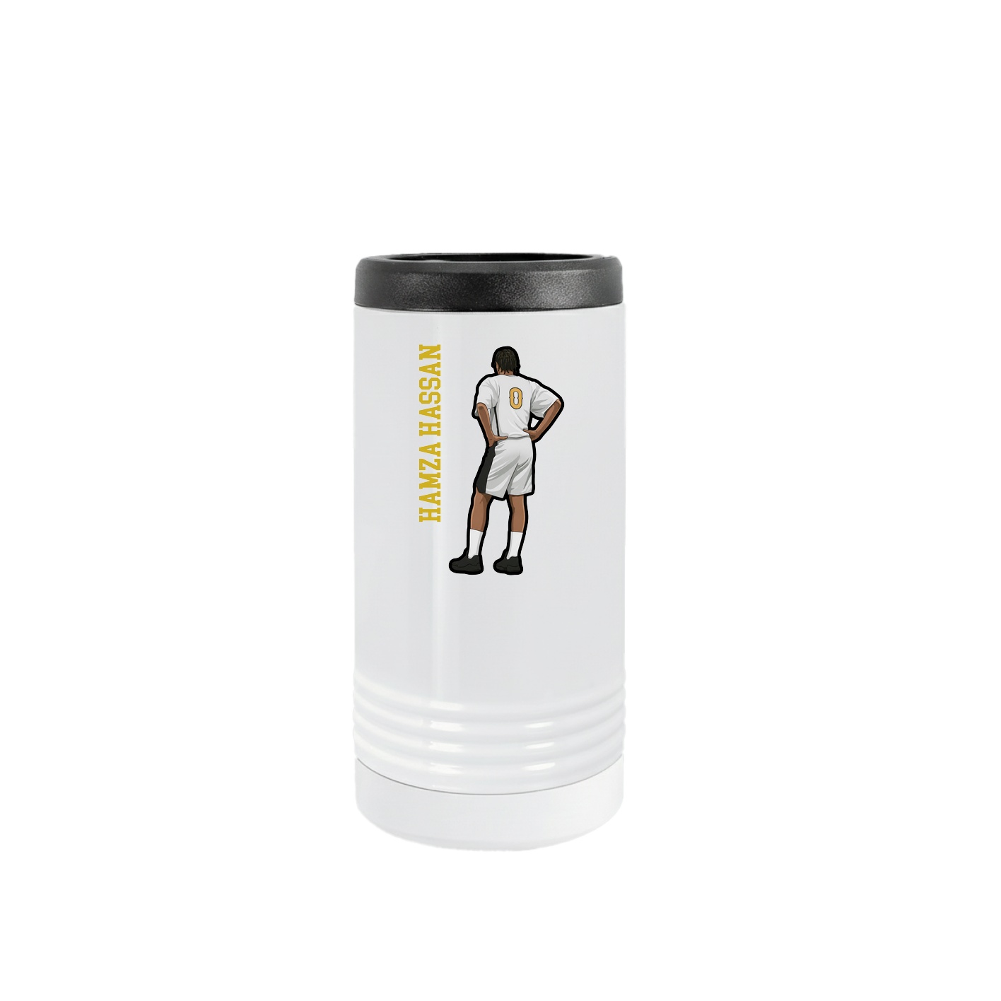 Slim Beverage Holder — Name Vertical in White