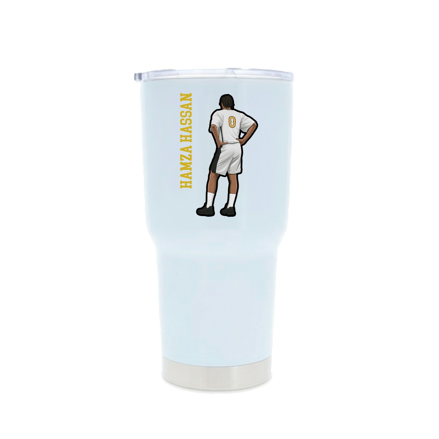 30oz Stainless Steel Tumbler — Name Vertical in White