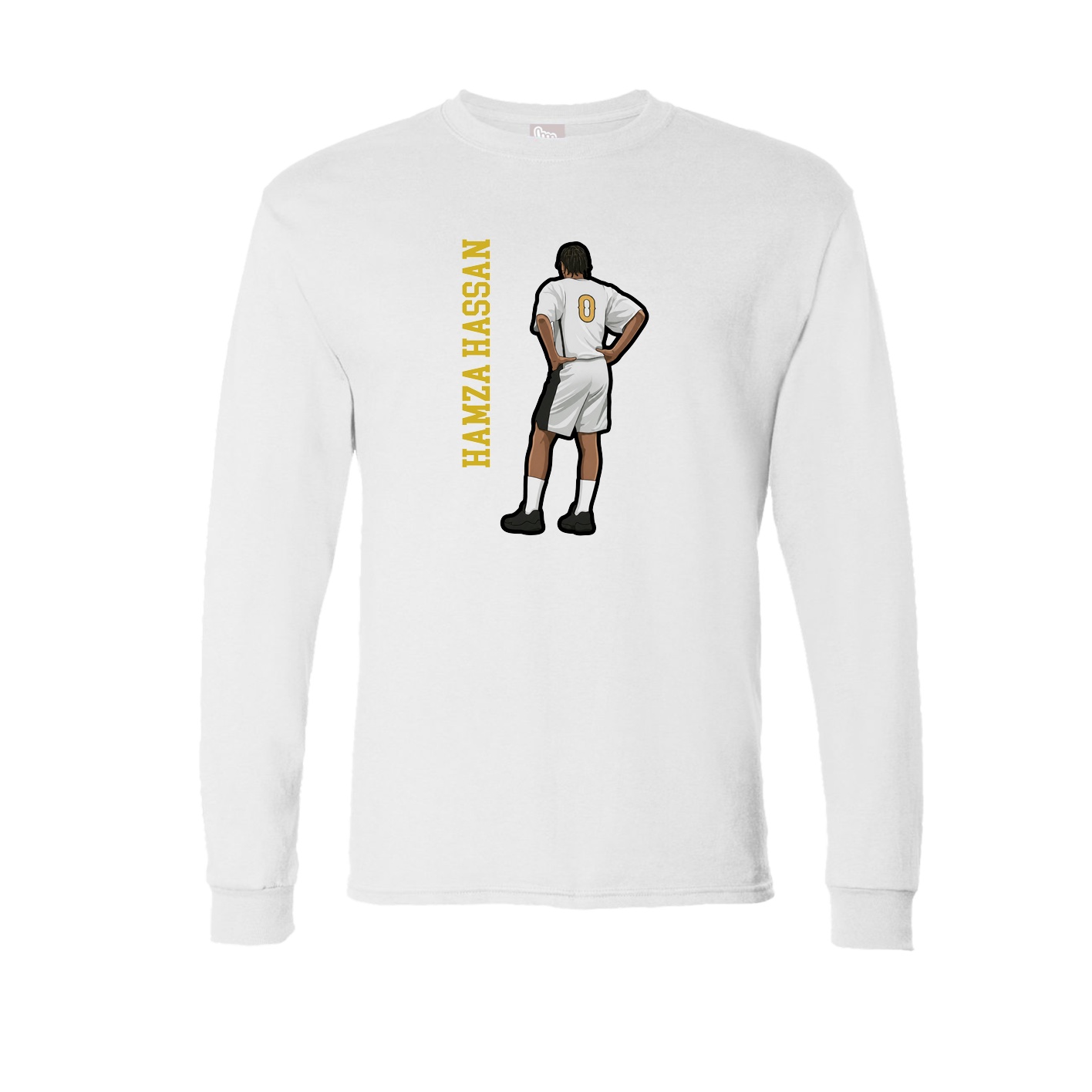 Long Sleeve Tee — Name Vertical in White