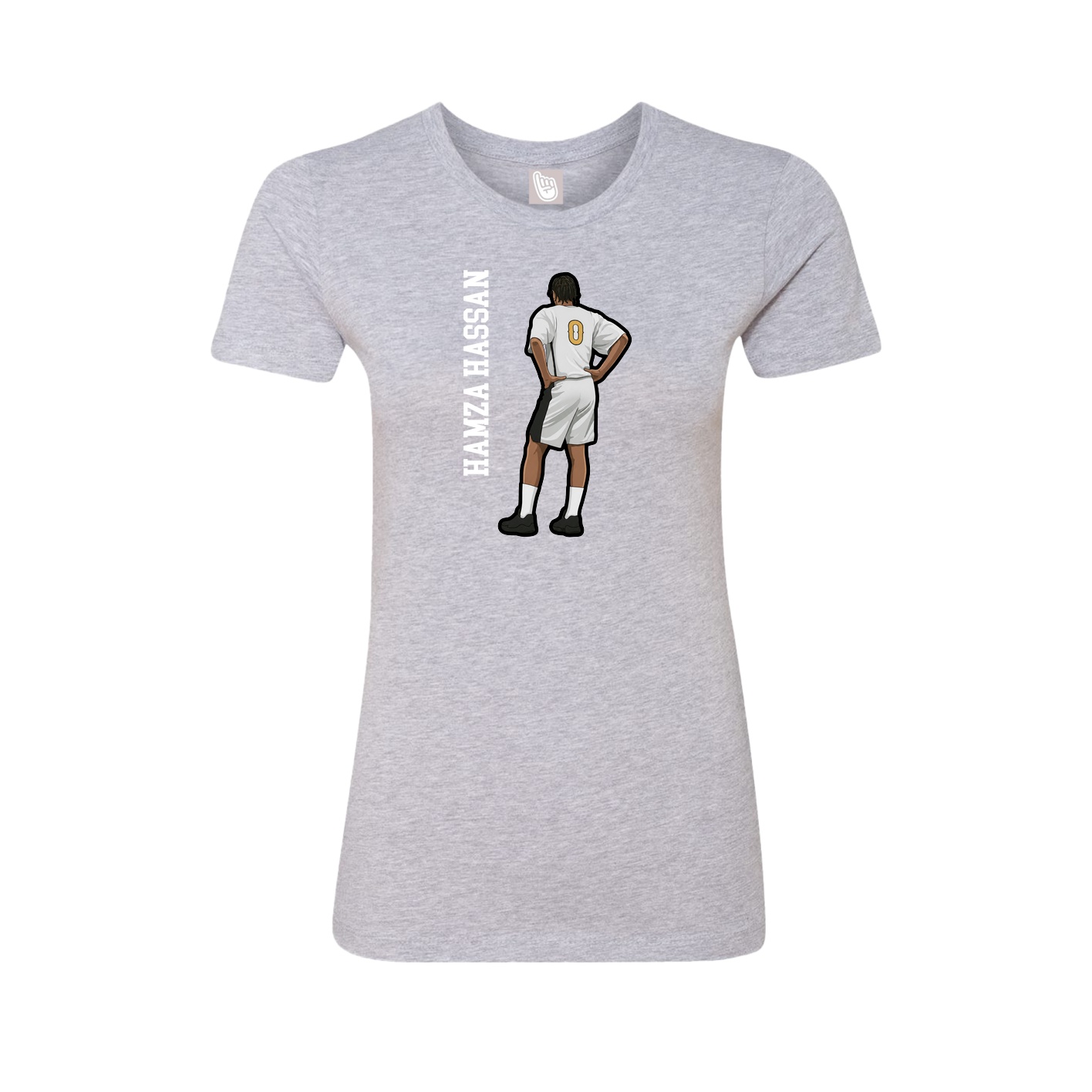Fitted Women's Tee — Name Vertical in Grey
