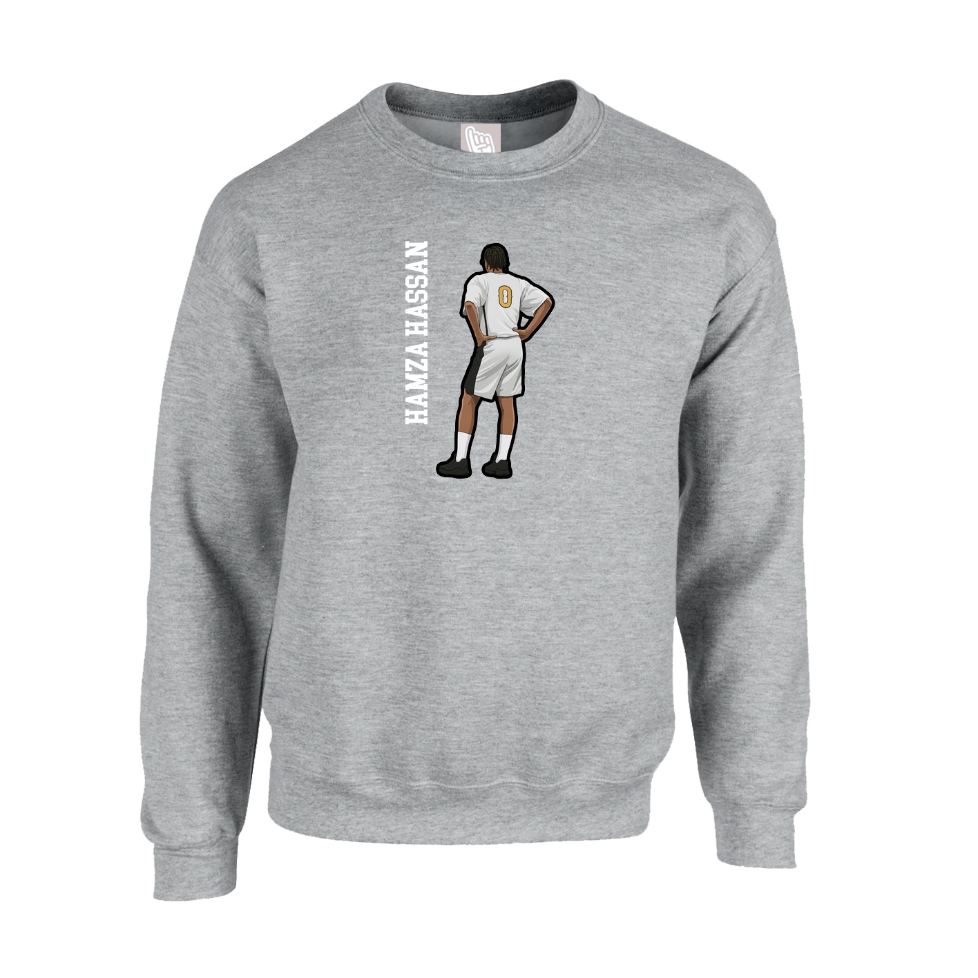 Fleece Crew — Name Vertical in Grey
