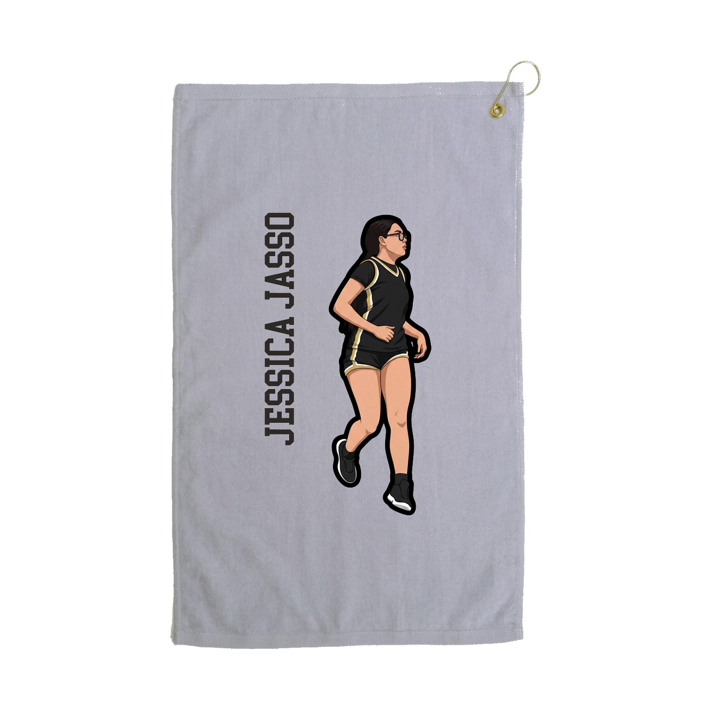 Golf Towel — Name Vertical in Grey