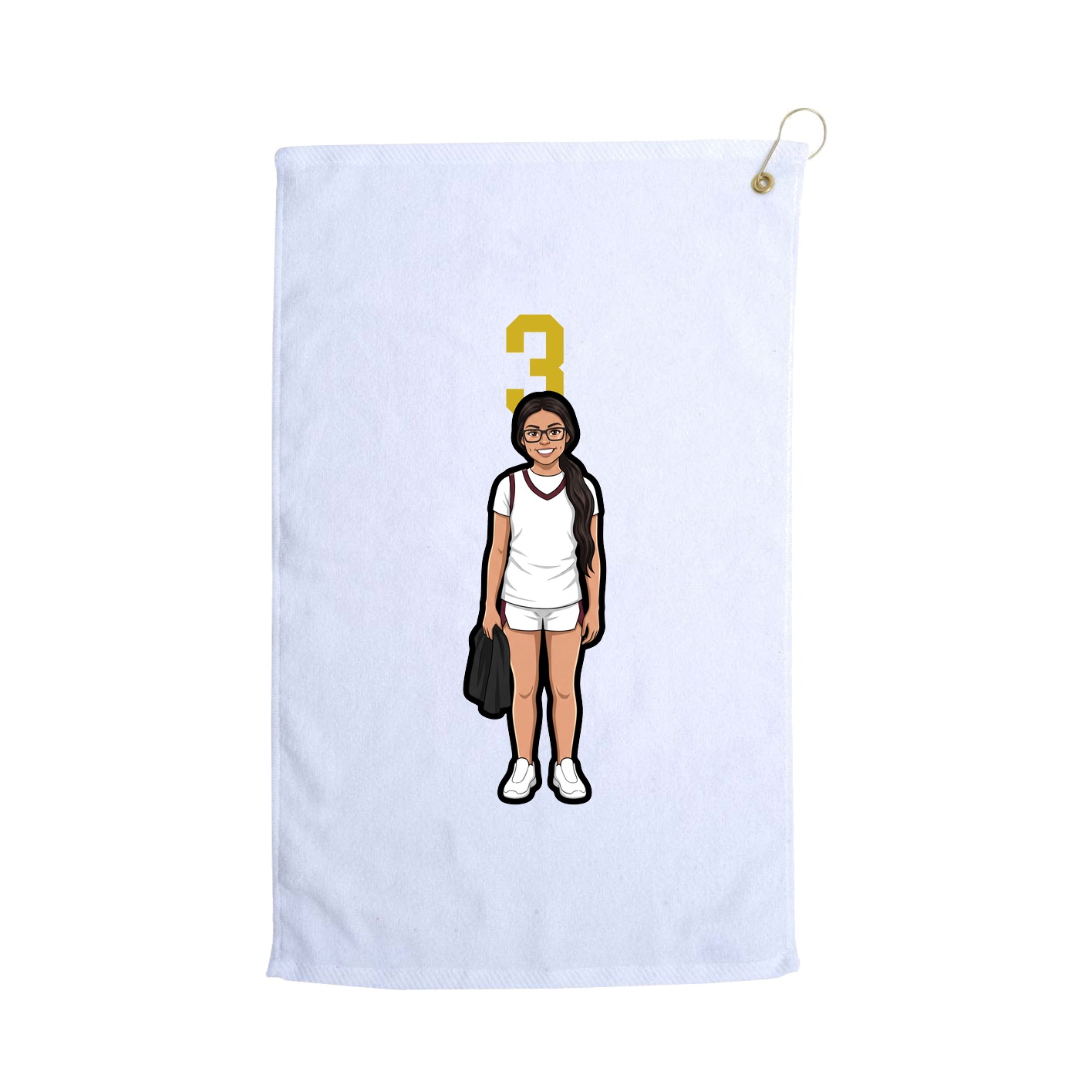 Golf Towel — Number Top in White