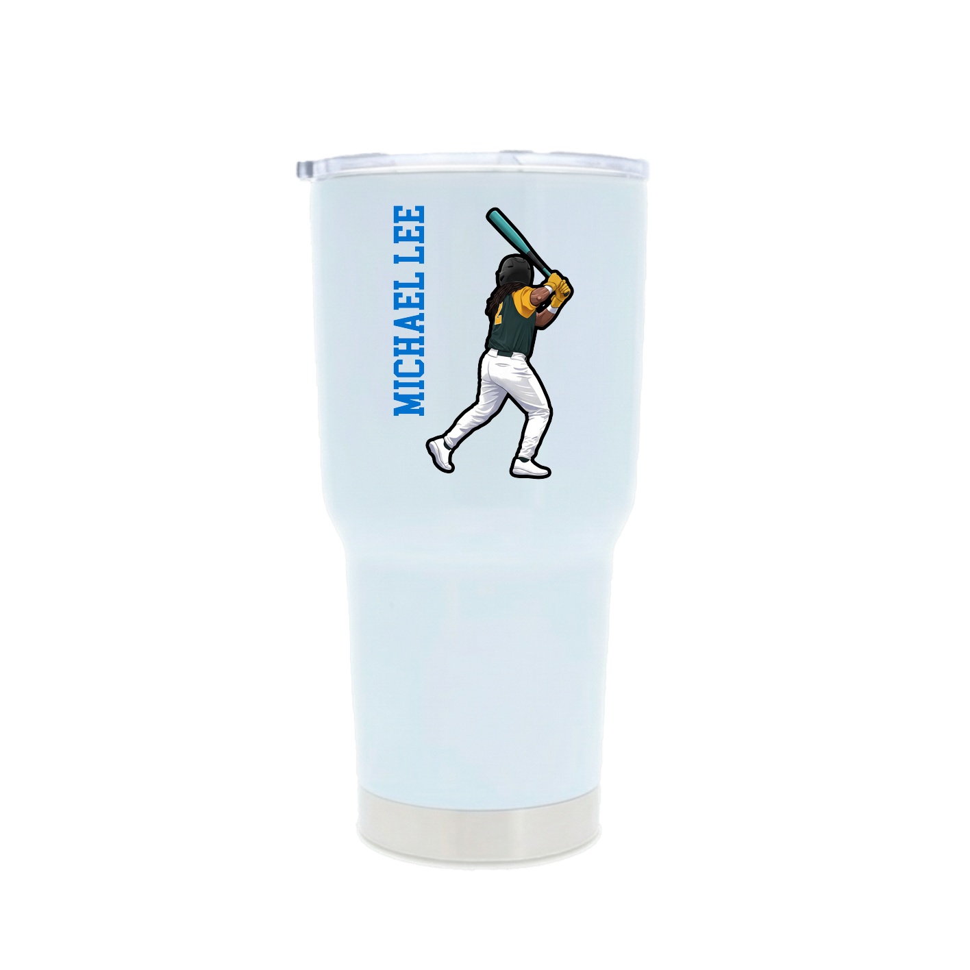 30oz Stainless Steel Tumbler — Name Vertical in White