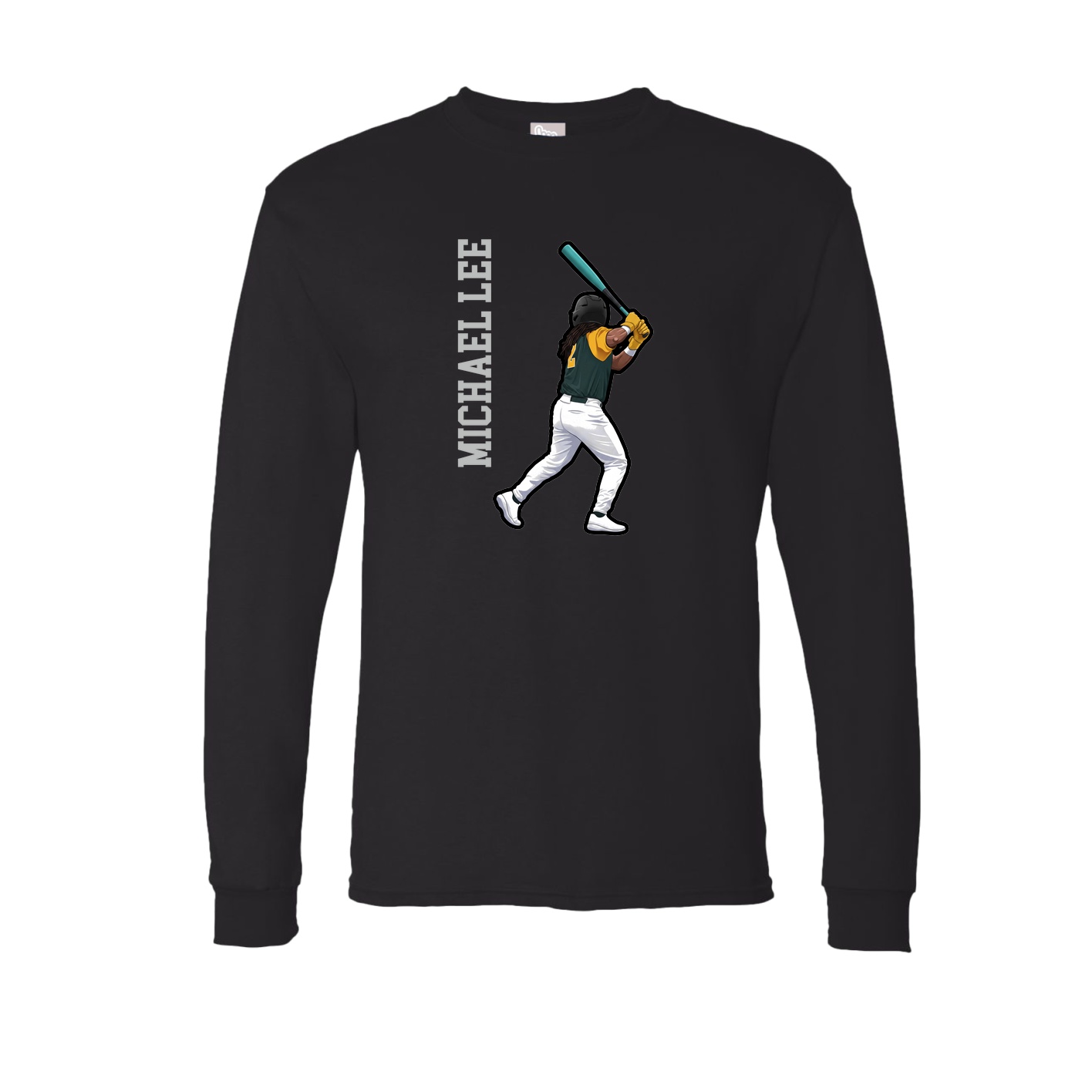 Long Sleeve Tee — Name Vertical in Black