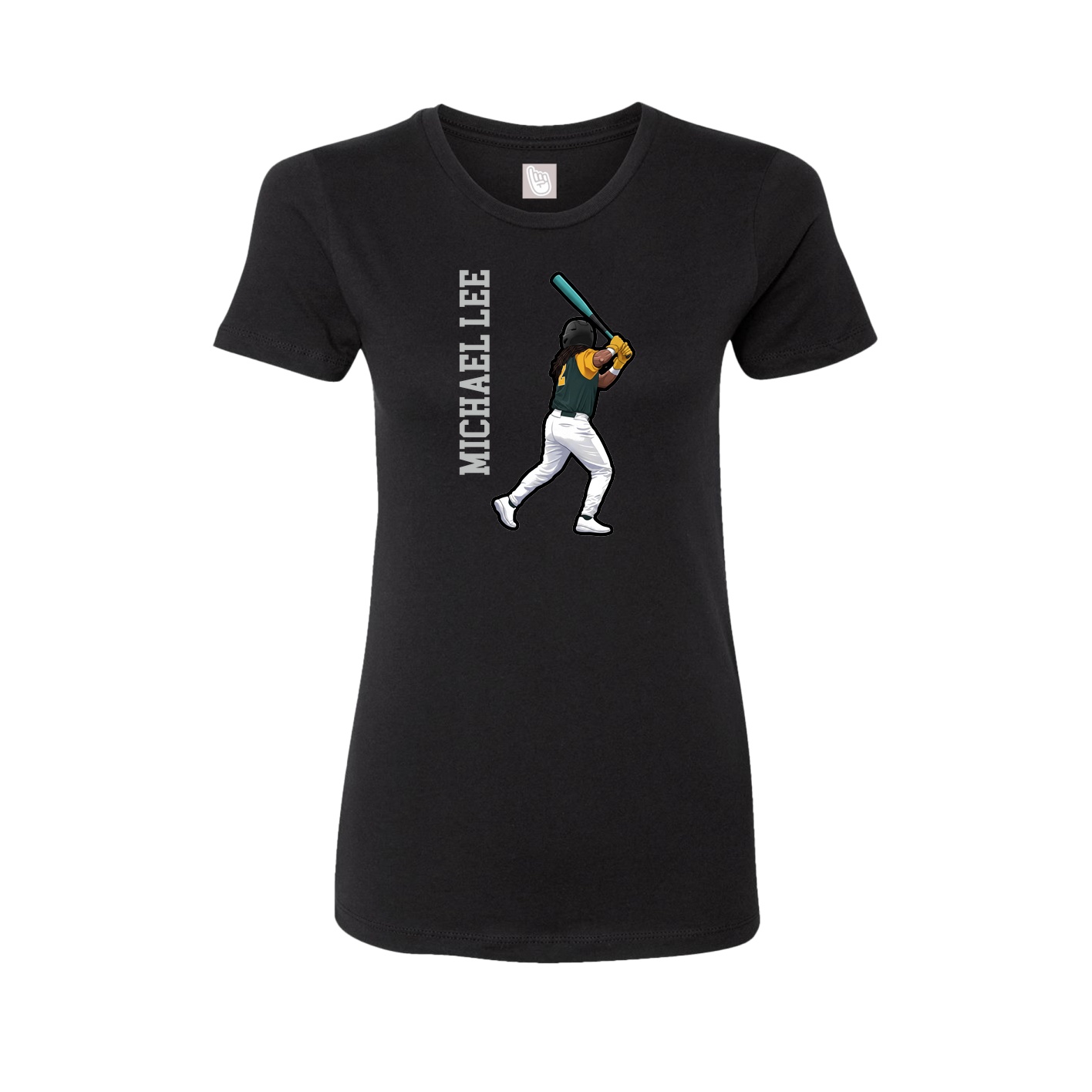 Fitted Women's Tee — Name Vertical in Black