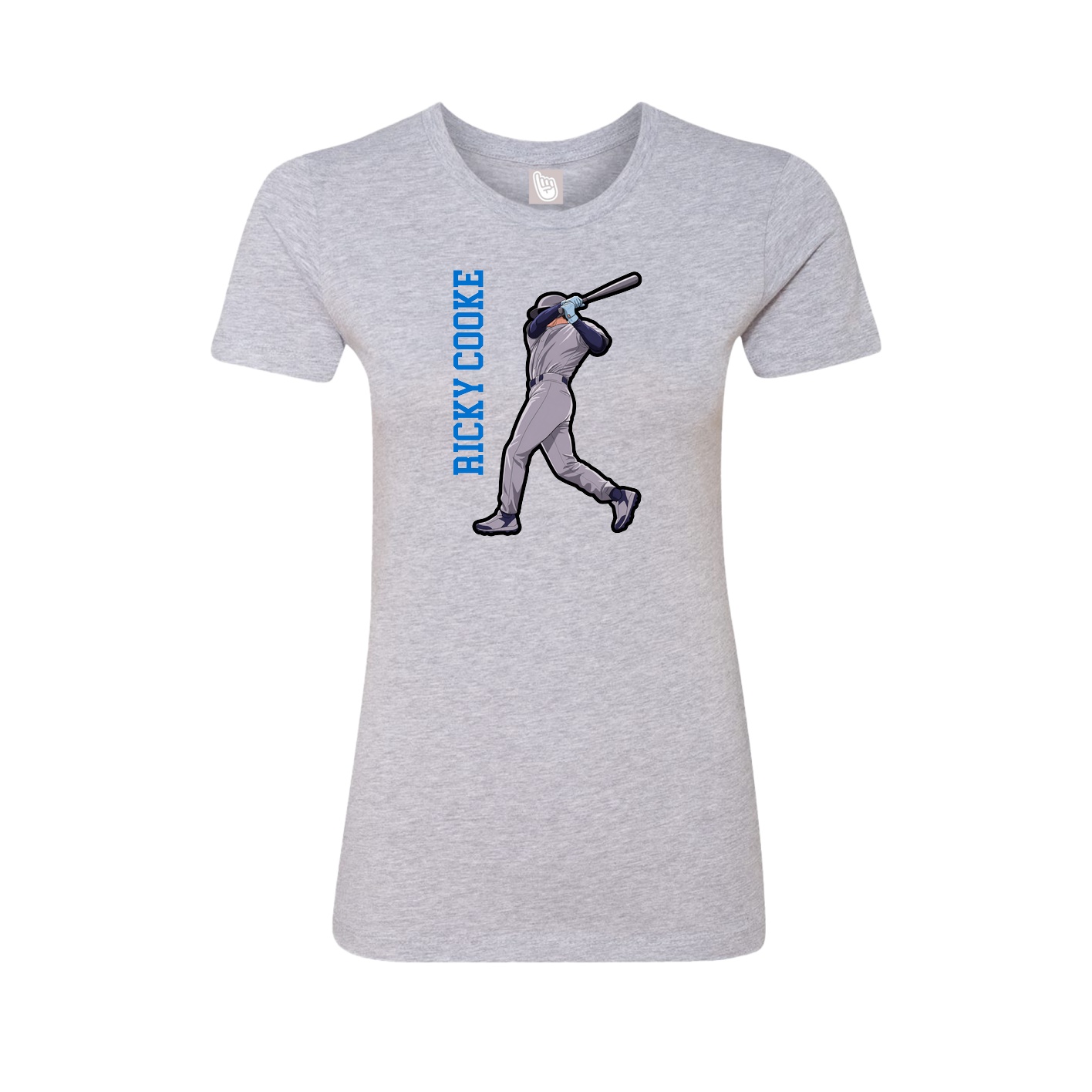 Fitted Women's Tee — Name Vertical in Grey