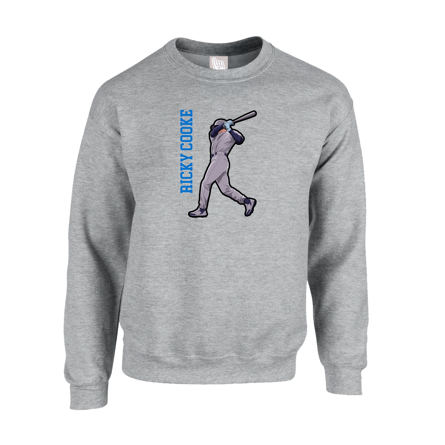 Fleece Crew — Name Vertical in Grey
