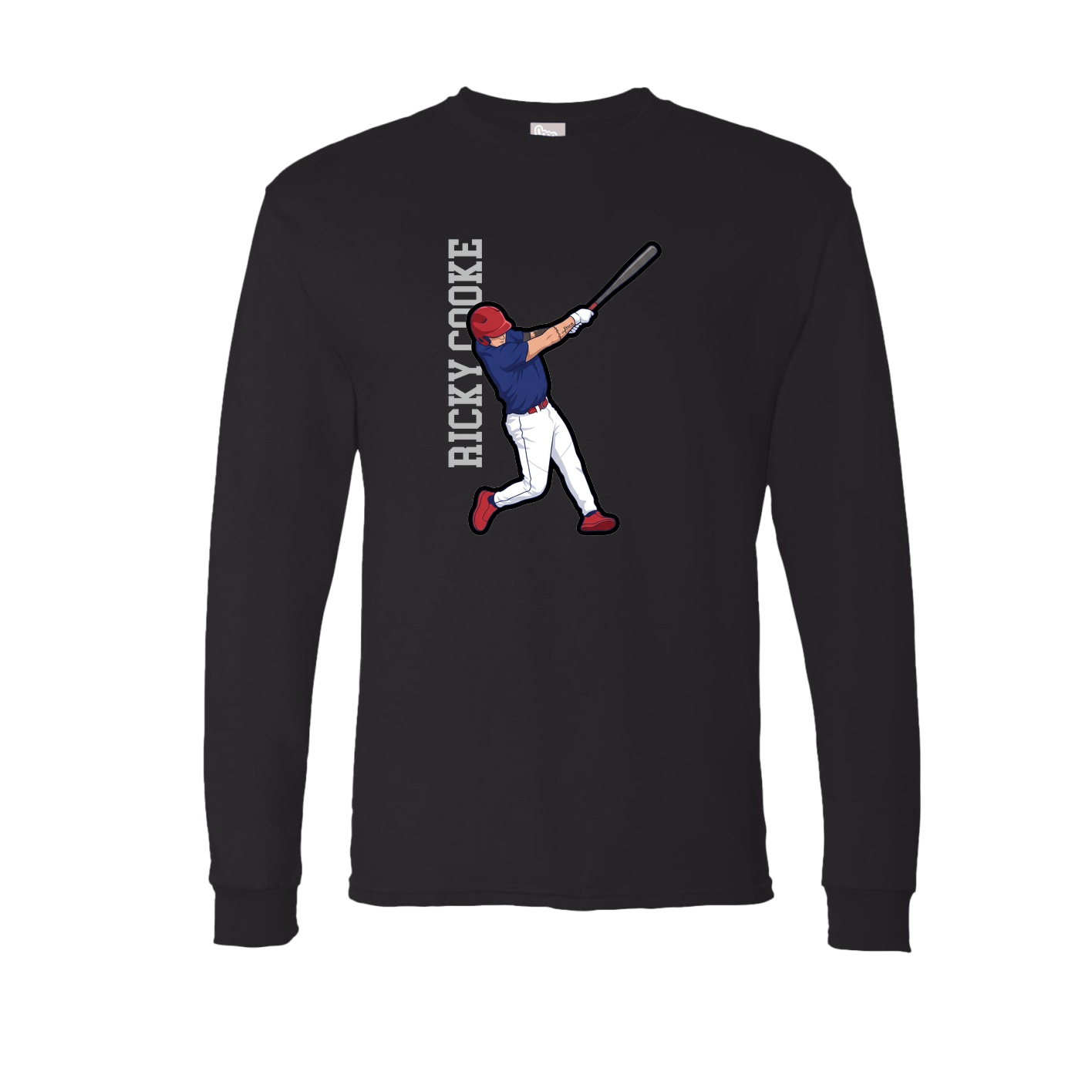 Long Sleeve Tee — Name Vertical in Black