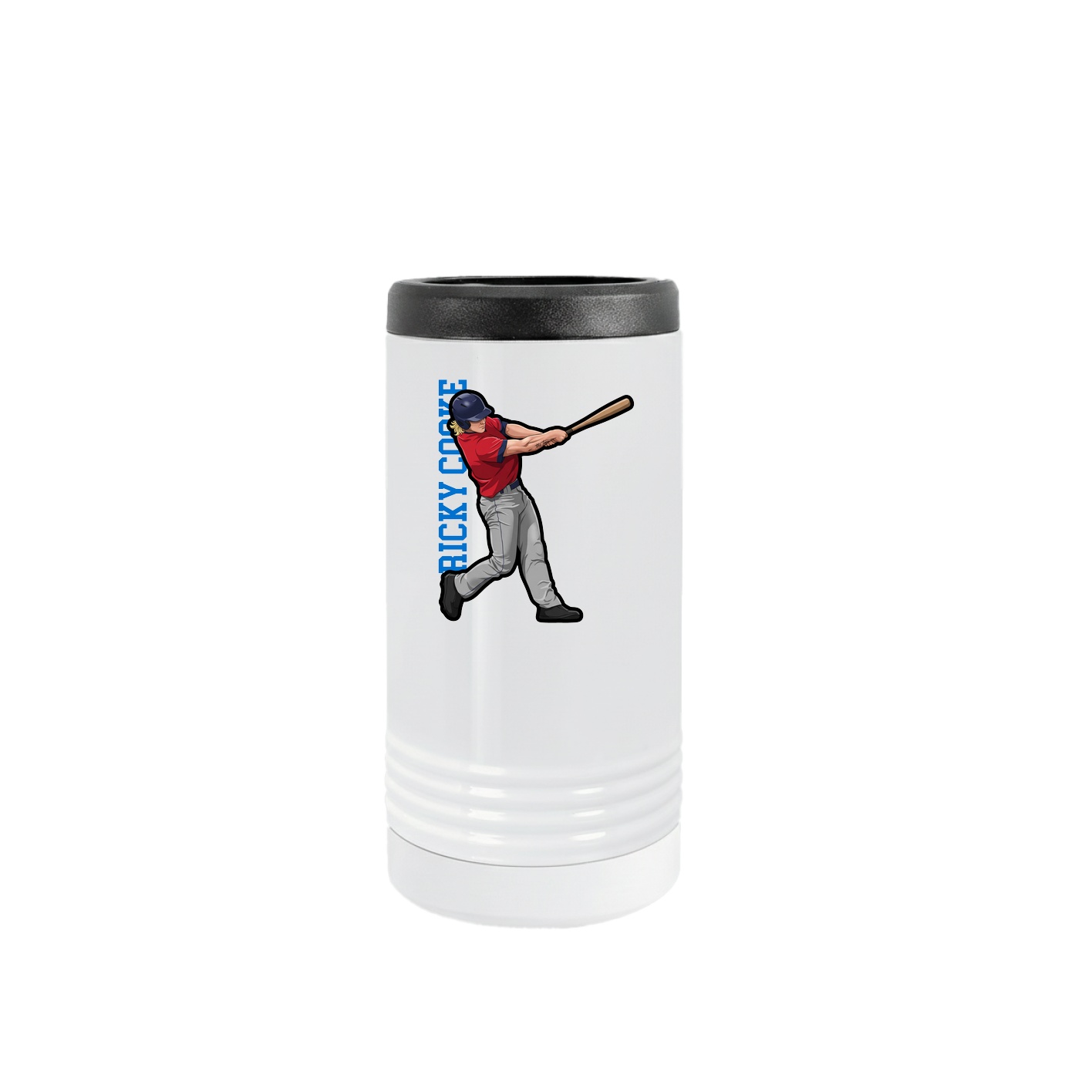 Slim Beverage Holder — Name Vertical in White