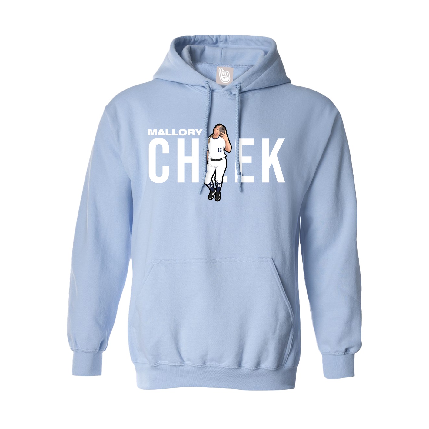 Hoodie — Player Name in Light Blue