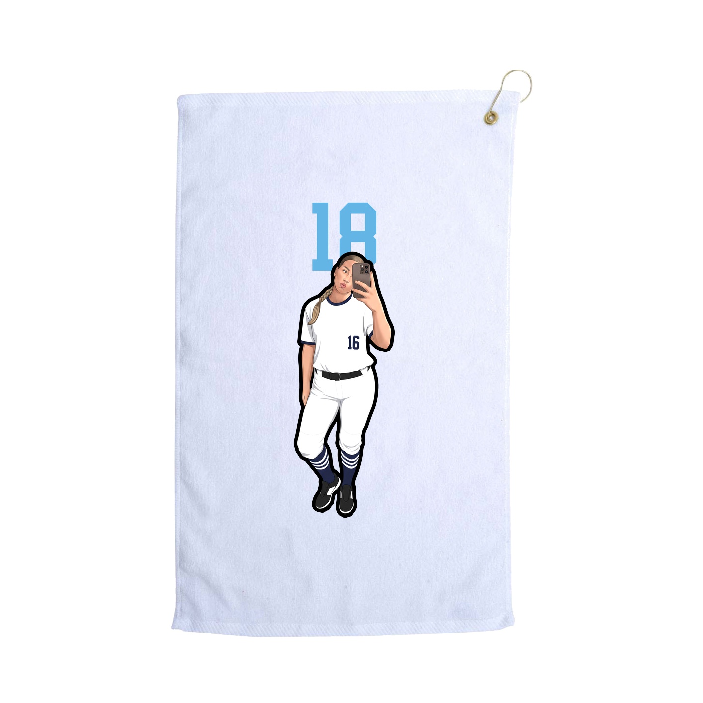 Golf Towel — Number Top in White