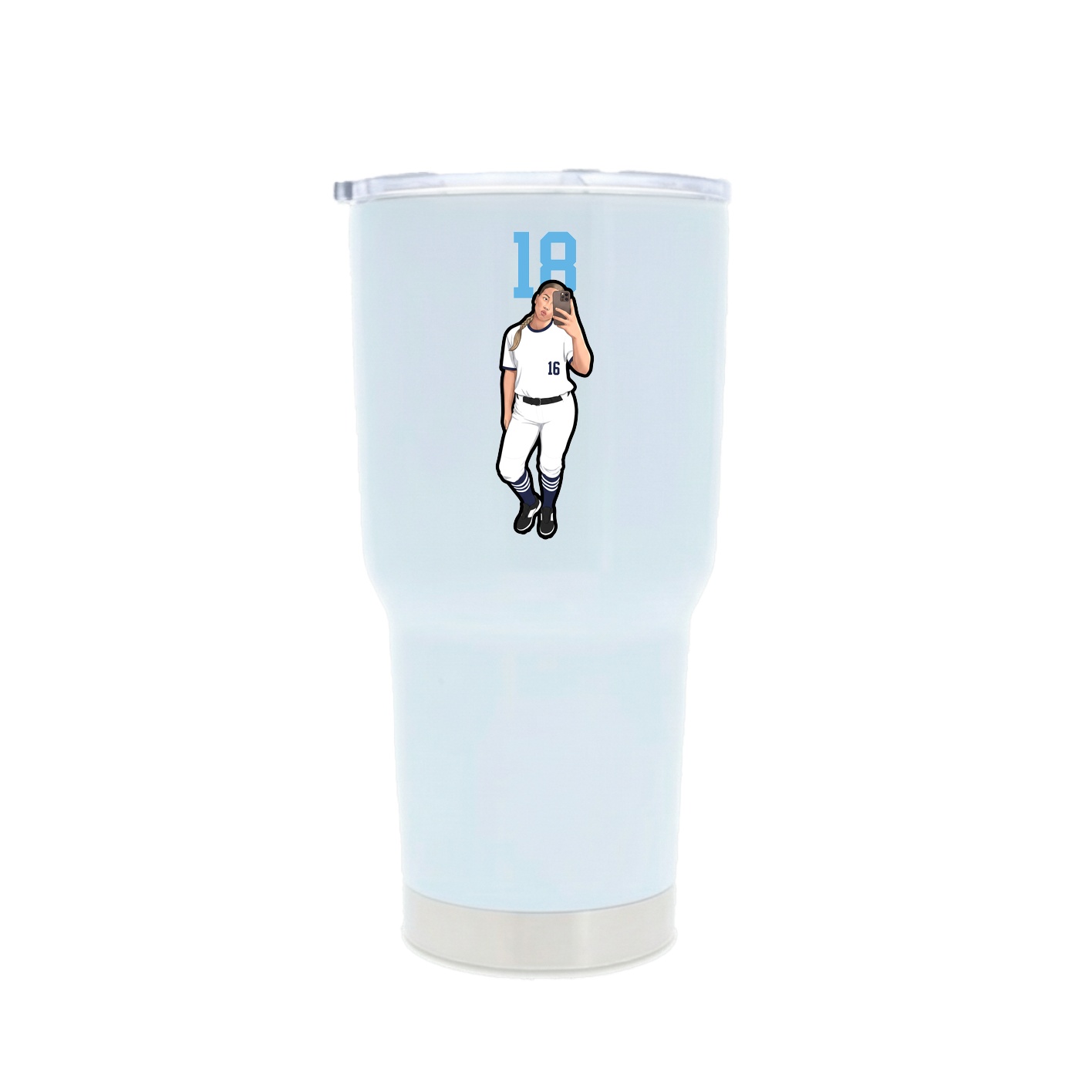 30oz Stainless Steel Tumbler — Number Top in White