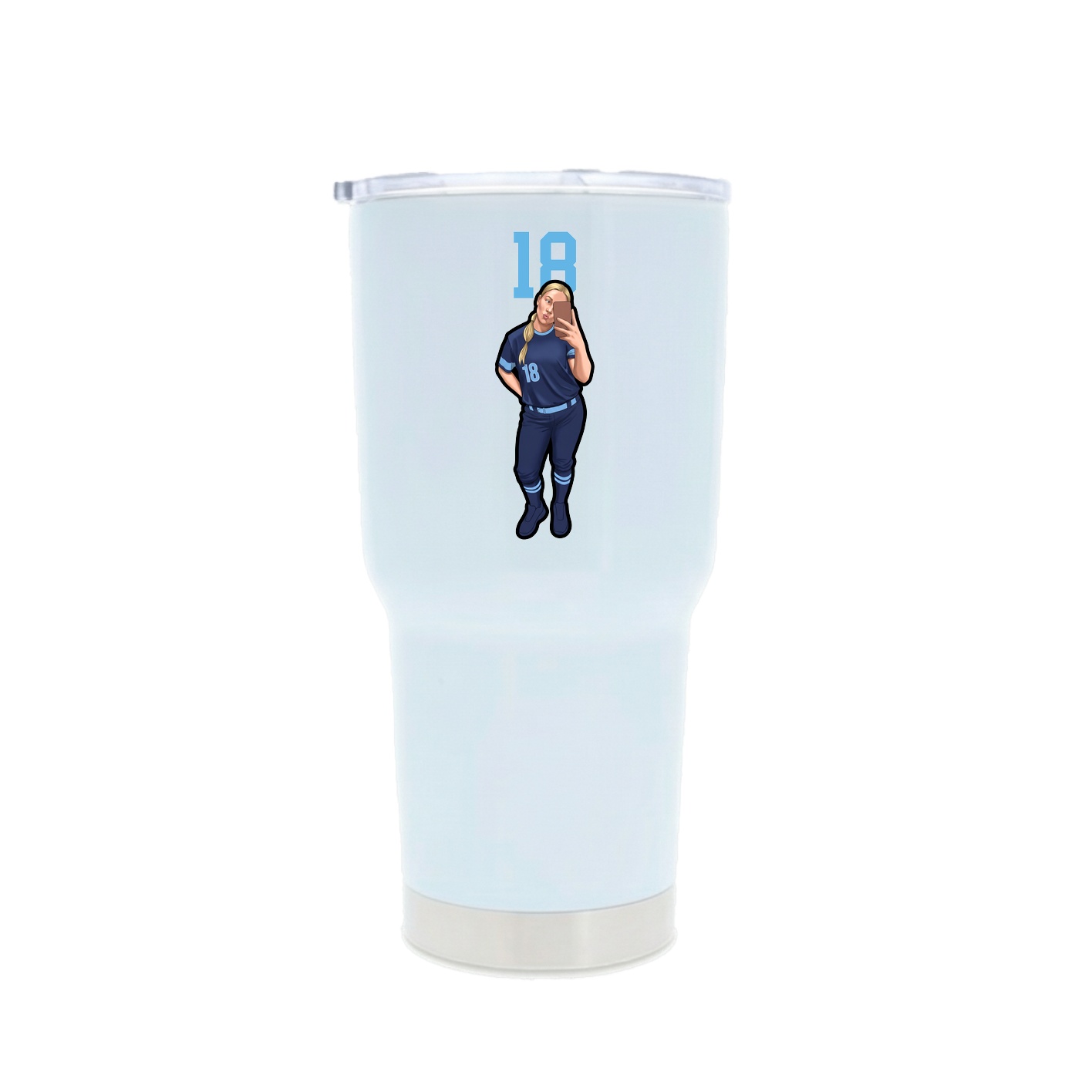 30oz Stainless Steel Tumbler — Number Top in White