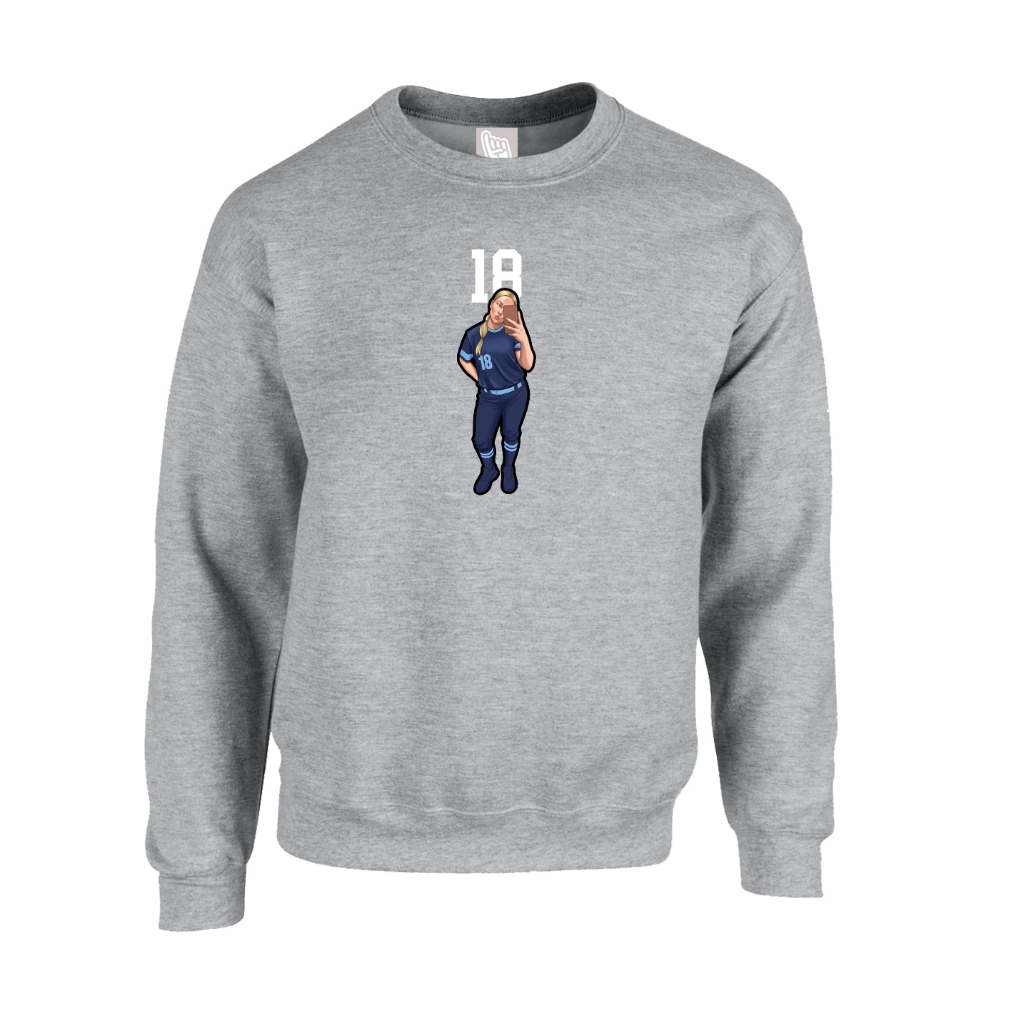 Fleece Crew — Number Top in Grey