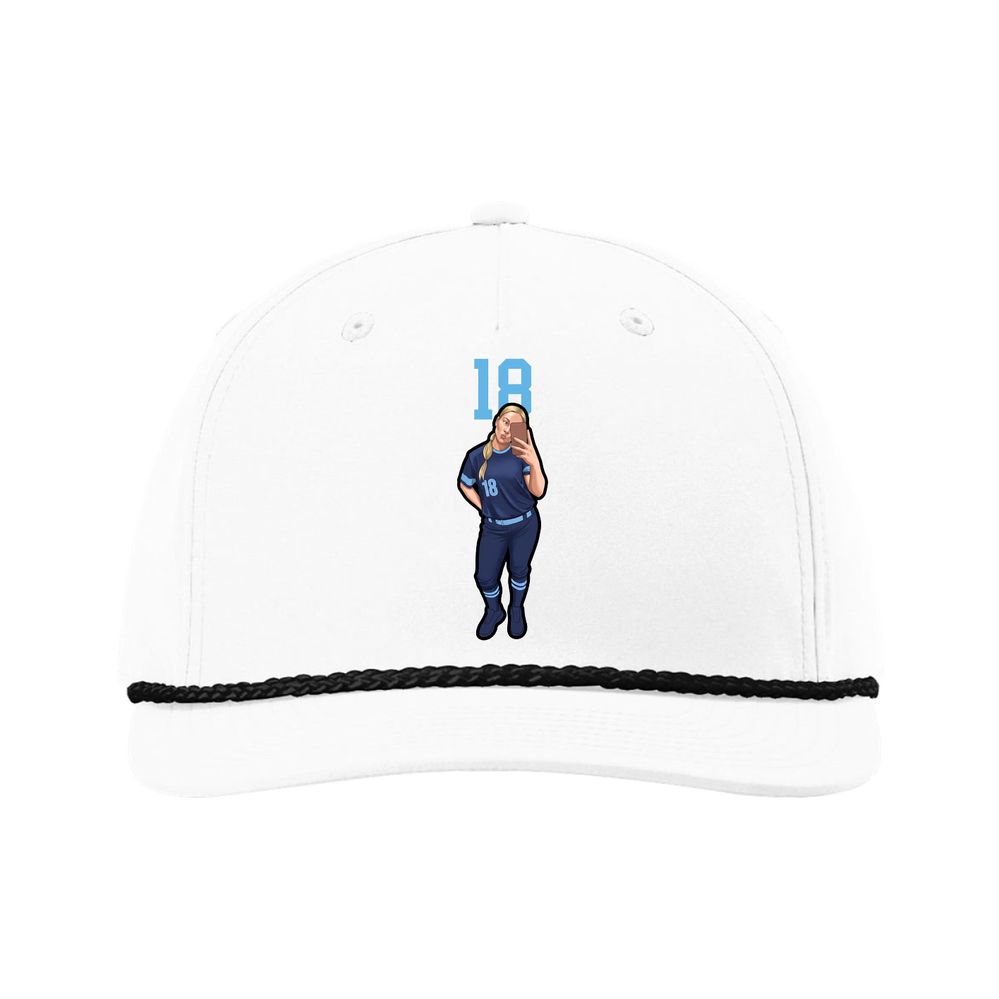 Five-Panel Classic Rope Cap — Number Top in White