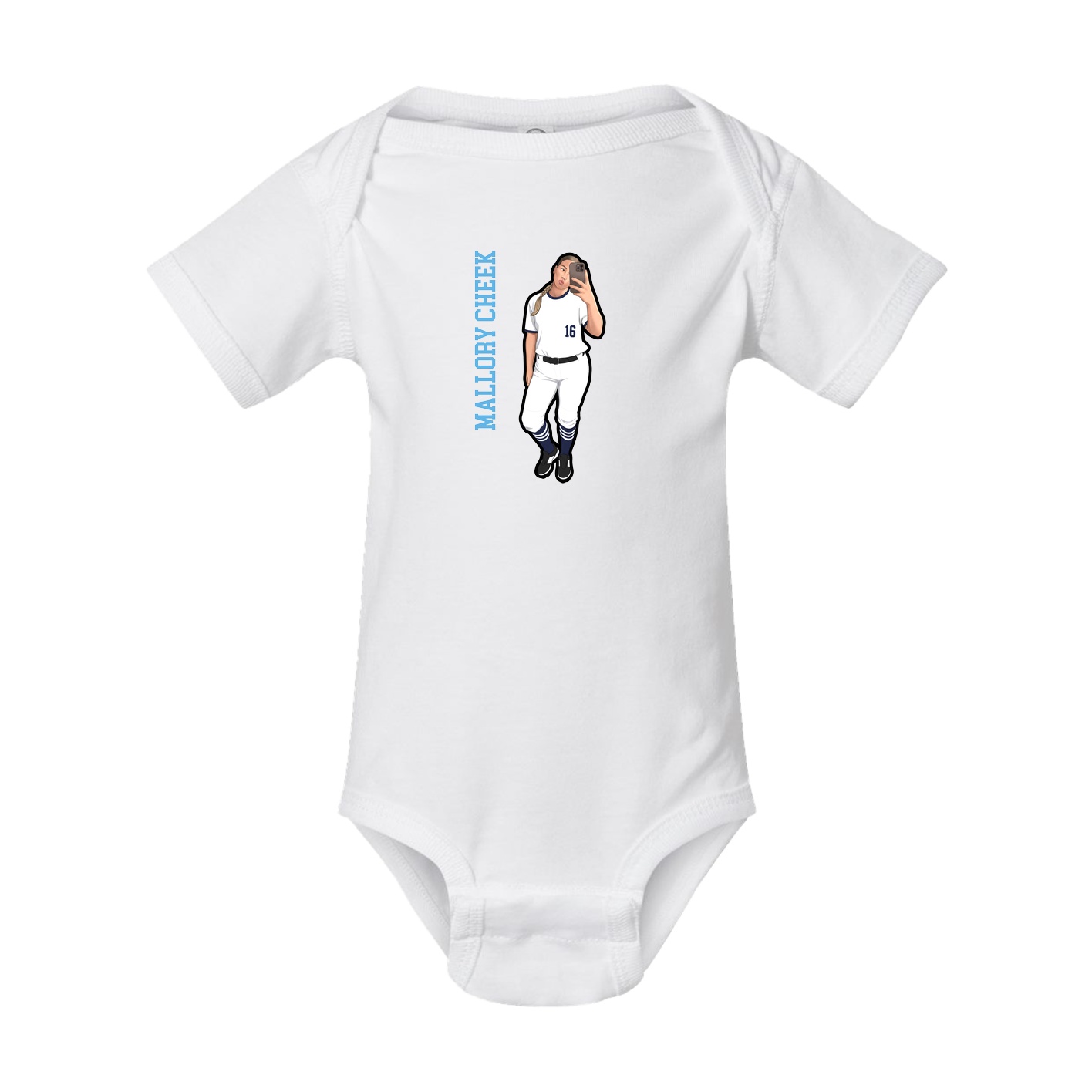 Baby Onesie — Name Vertical in White