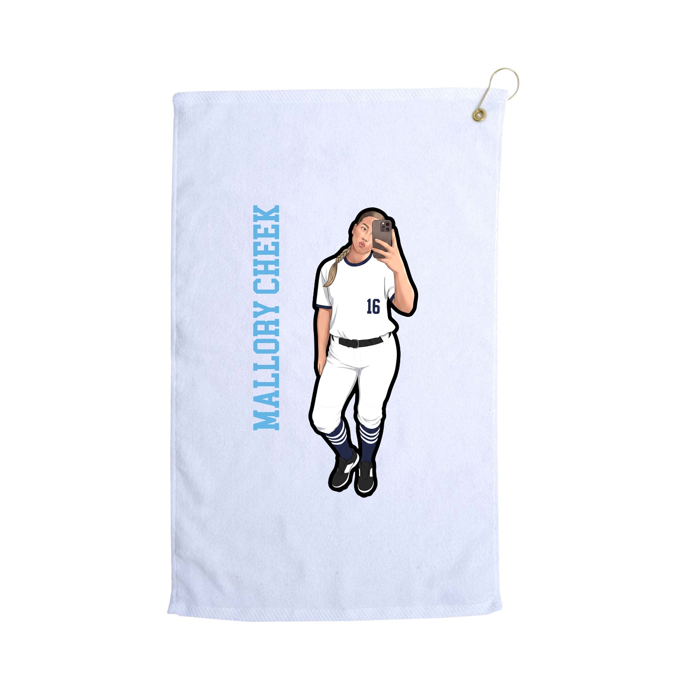 Golf Towel — Name Vertical in White