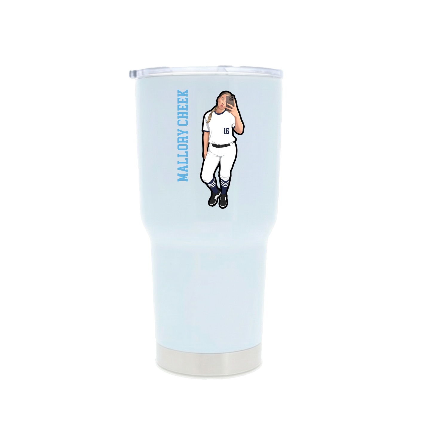 30oz Stainless Steel Tumbler — Name Vertical in White