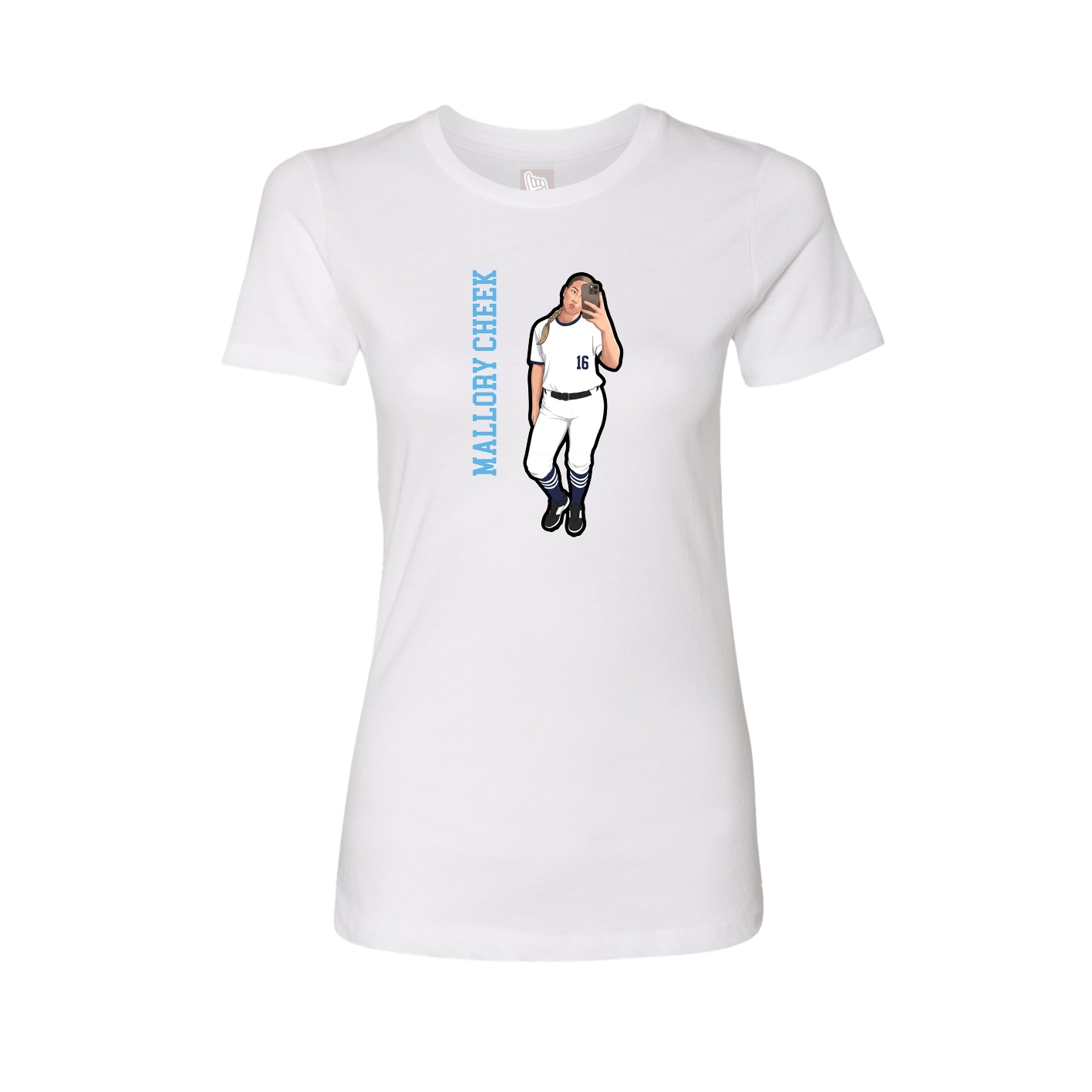 Fitted Women's Tee — Name Vertical in White