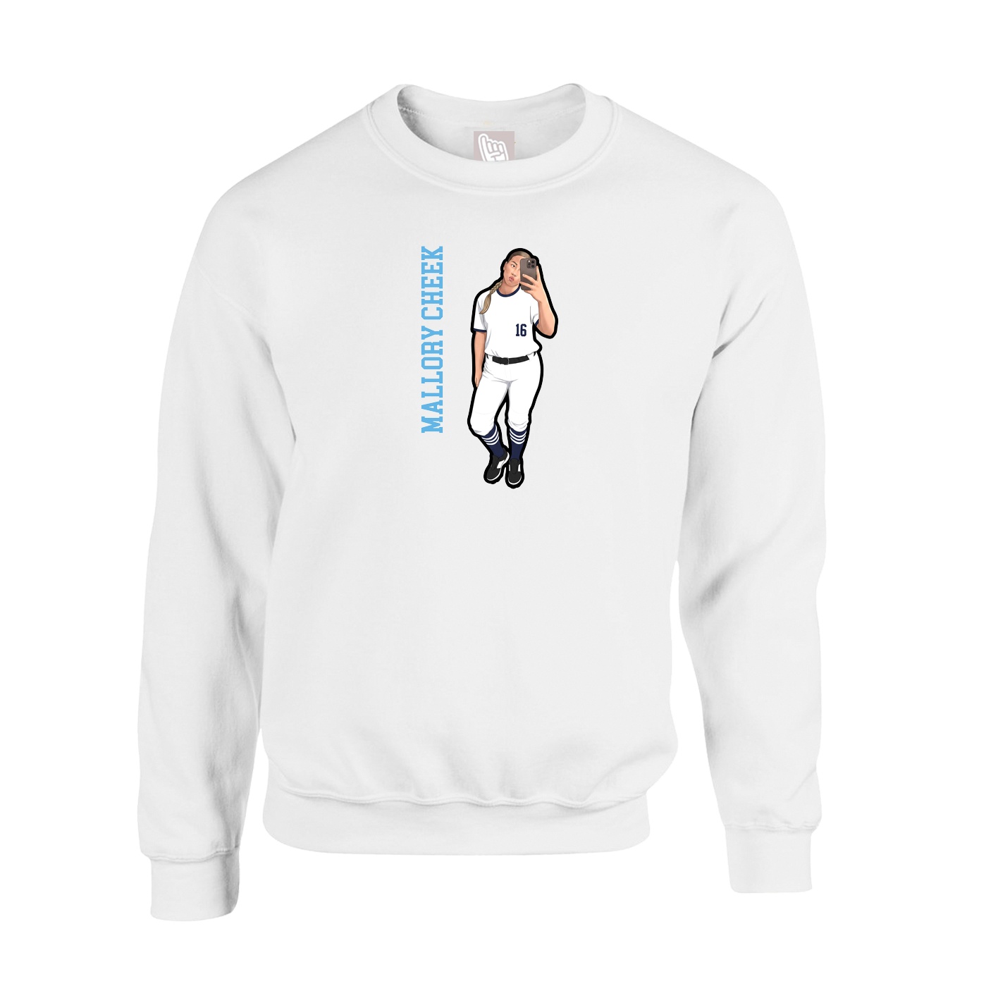 Fleece Crew — Name Vertical in White