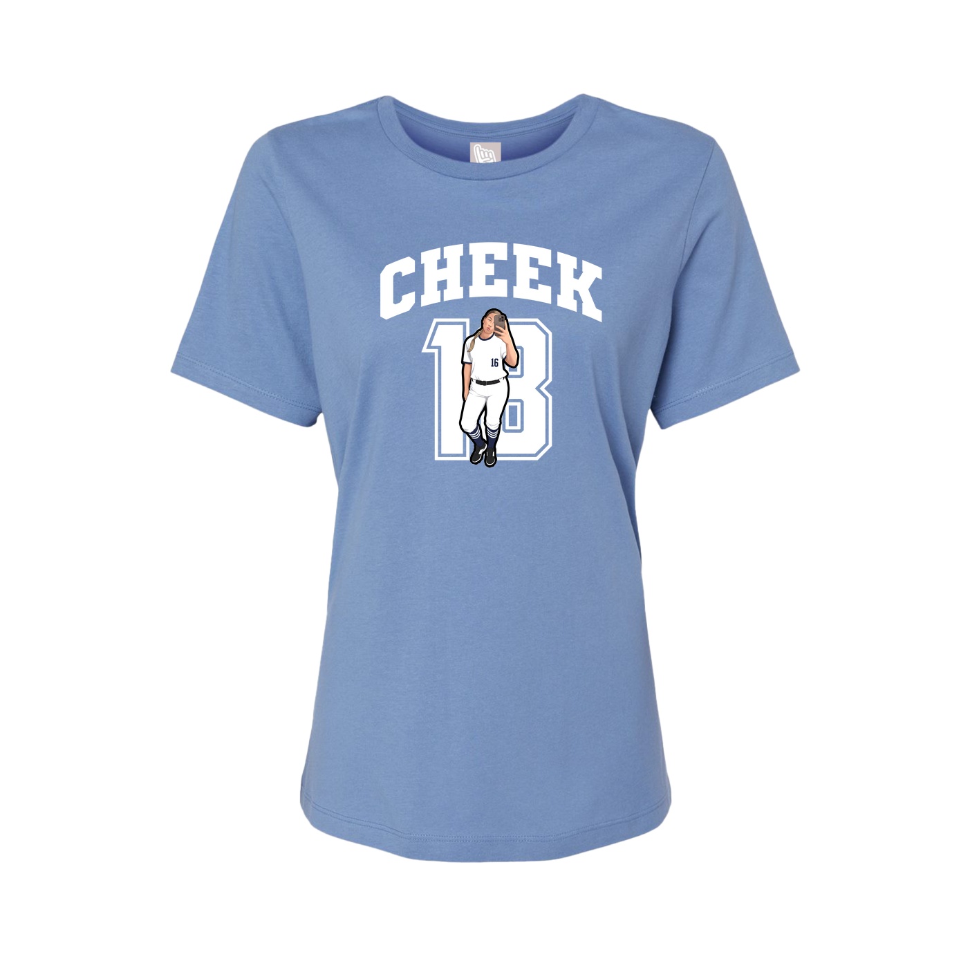 Fitted Women's Tee — Number in Powder Blue