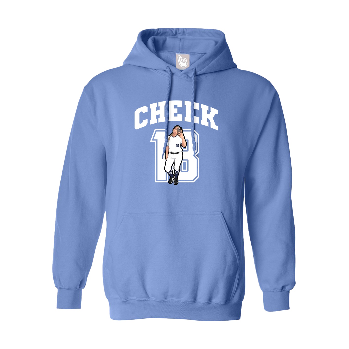 Youth Hoodie — Number in Powder Blue