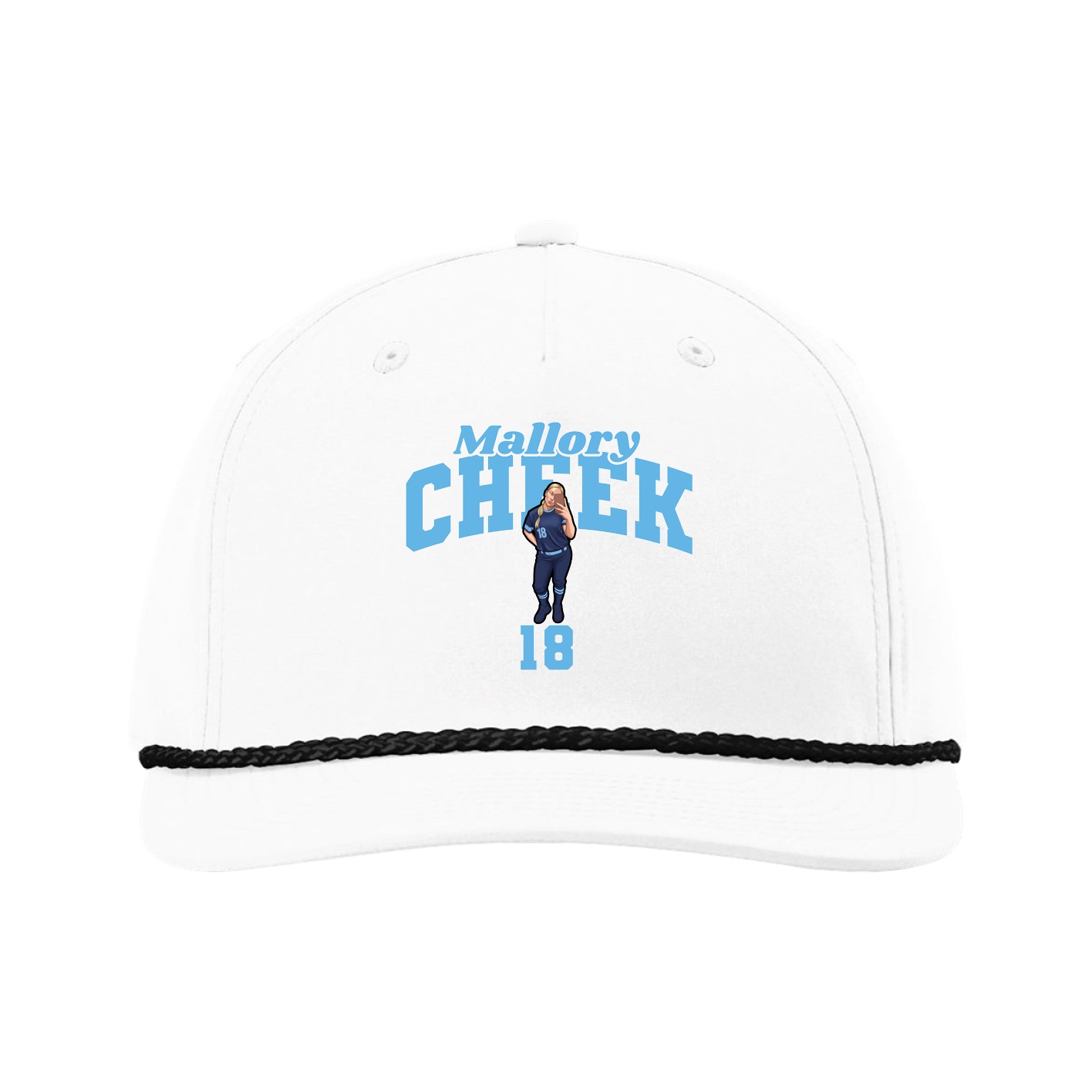 Five-Panel Classic Rope Cap — Signature Arch in White